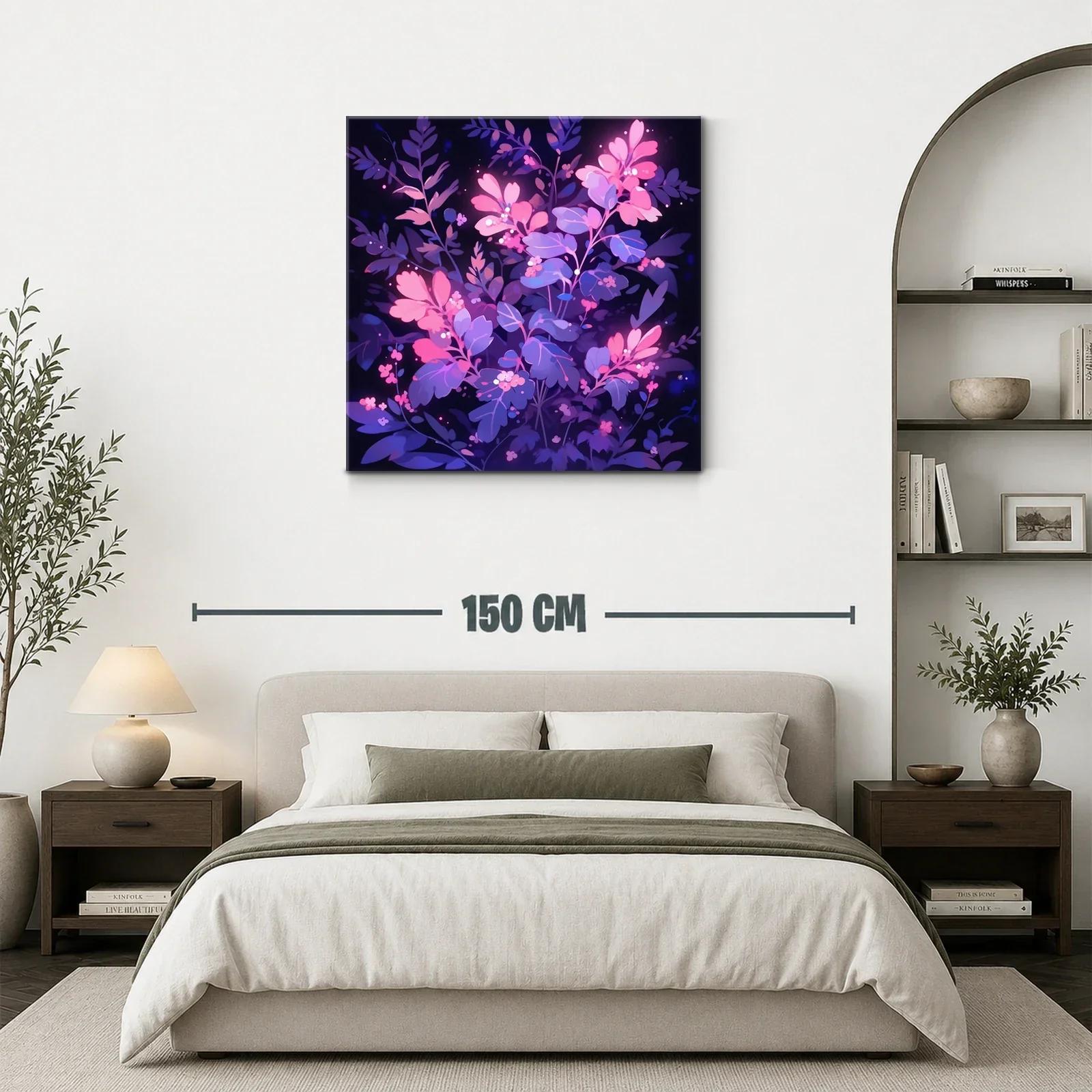 Cuadro de flores vibrantes en tonos púrpura y rosa — miniatura 3