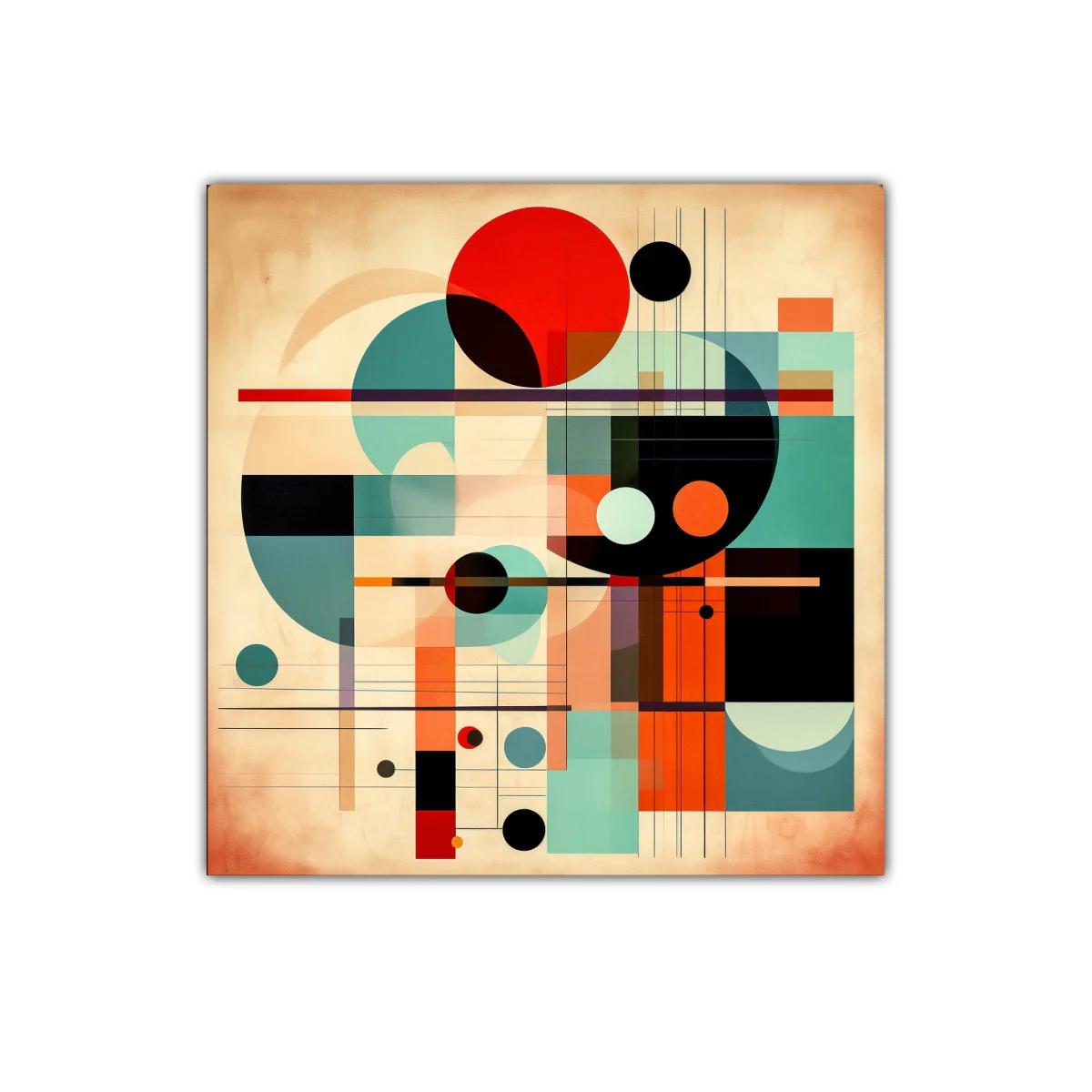 Cuadro abstracto con formas geométricas y colores vibrantes