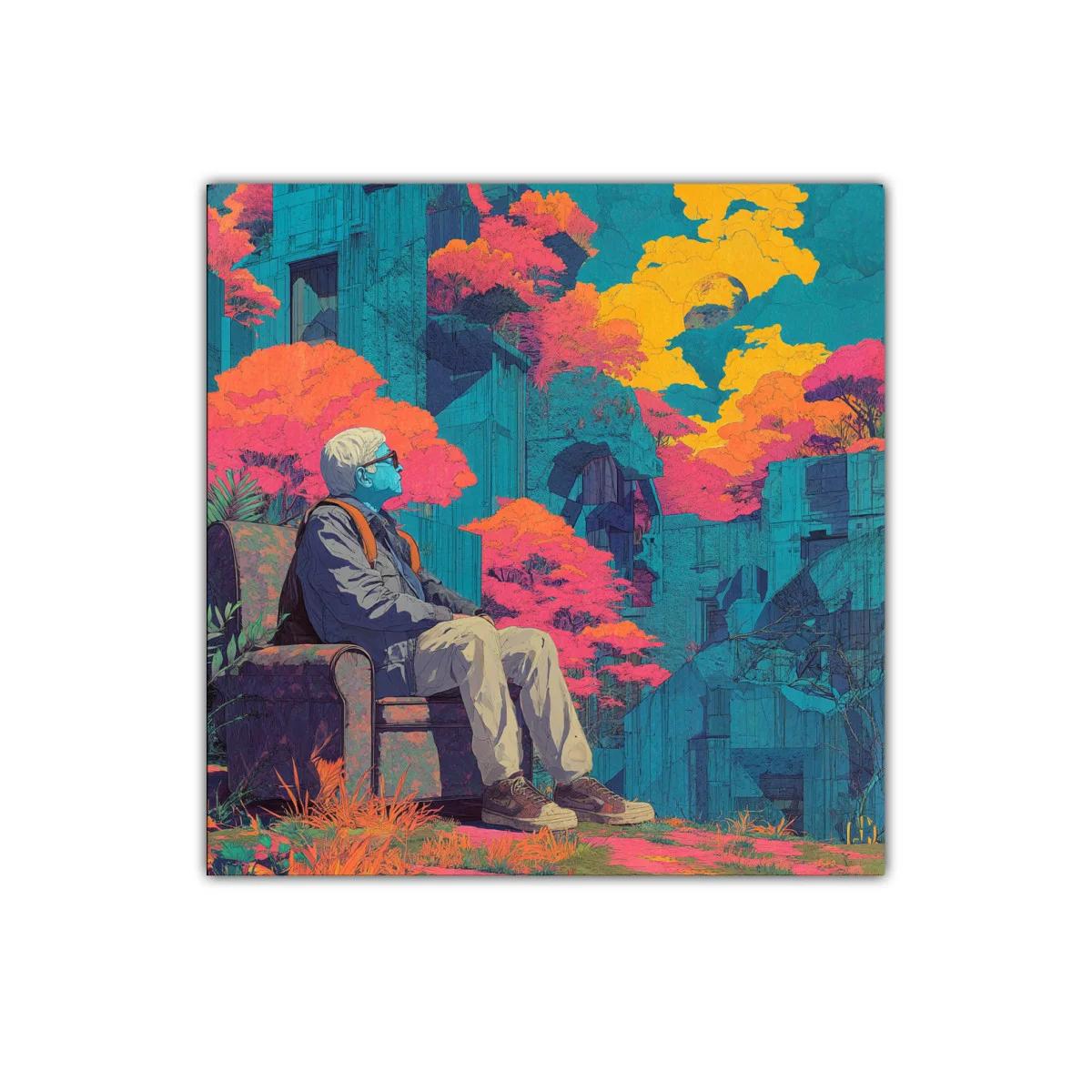 Serenidad en ruinas con cielo vibrante y naturaleza en auge — miniatura 1