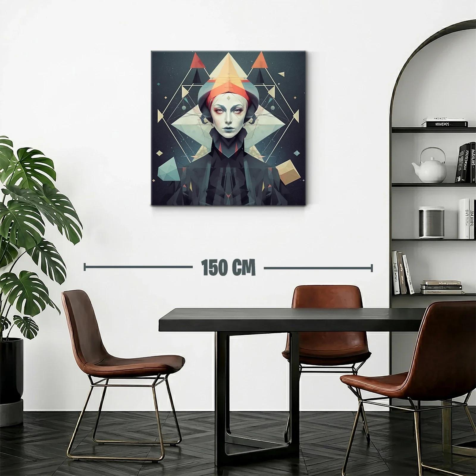 Retrato geométrico con toques rojos y azulados — miniatura 2