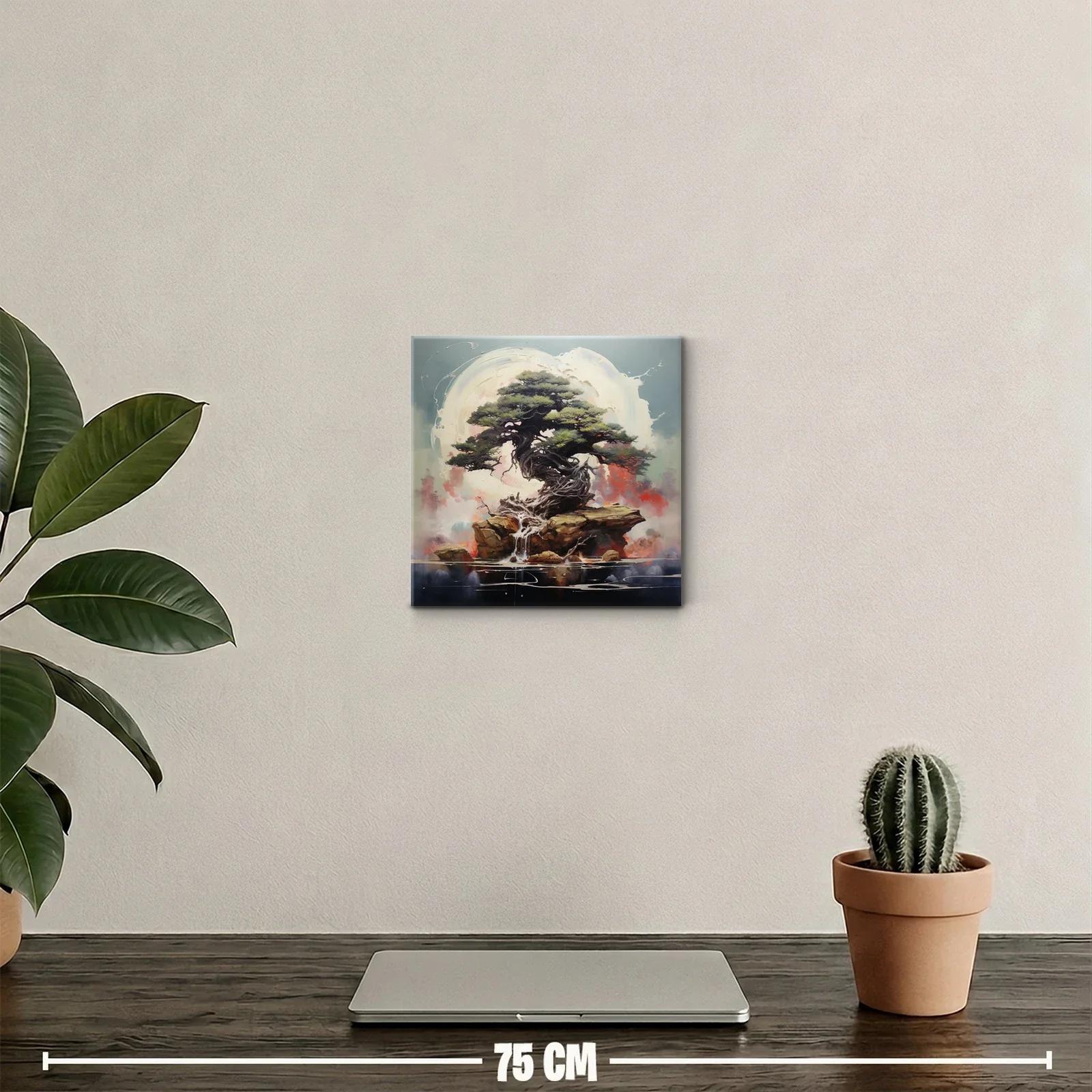 Árbol antiguo sobre rocas con fondo etéreo y luz suave — miniatura 2