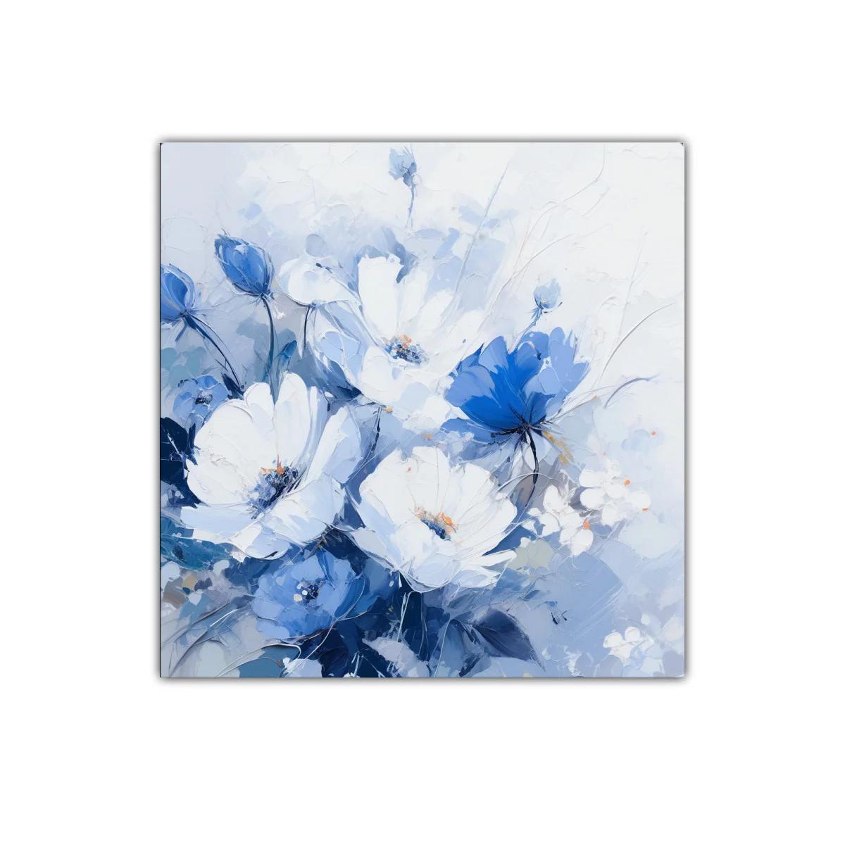 Cuadro decorativo con elegante ramo floral en tonos azules y blancos — imagen principal