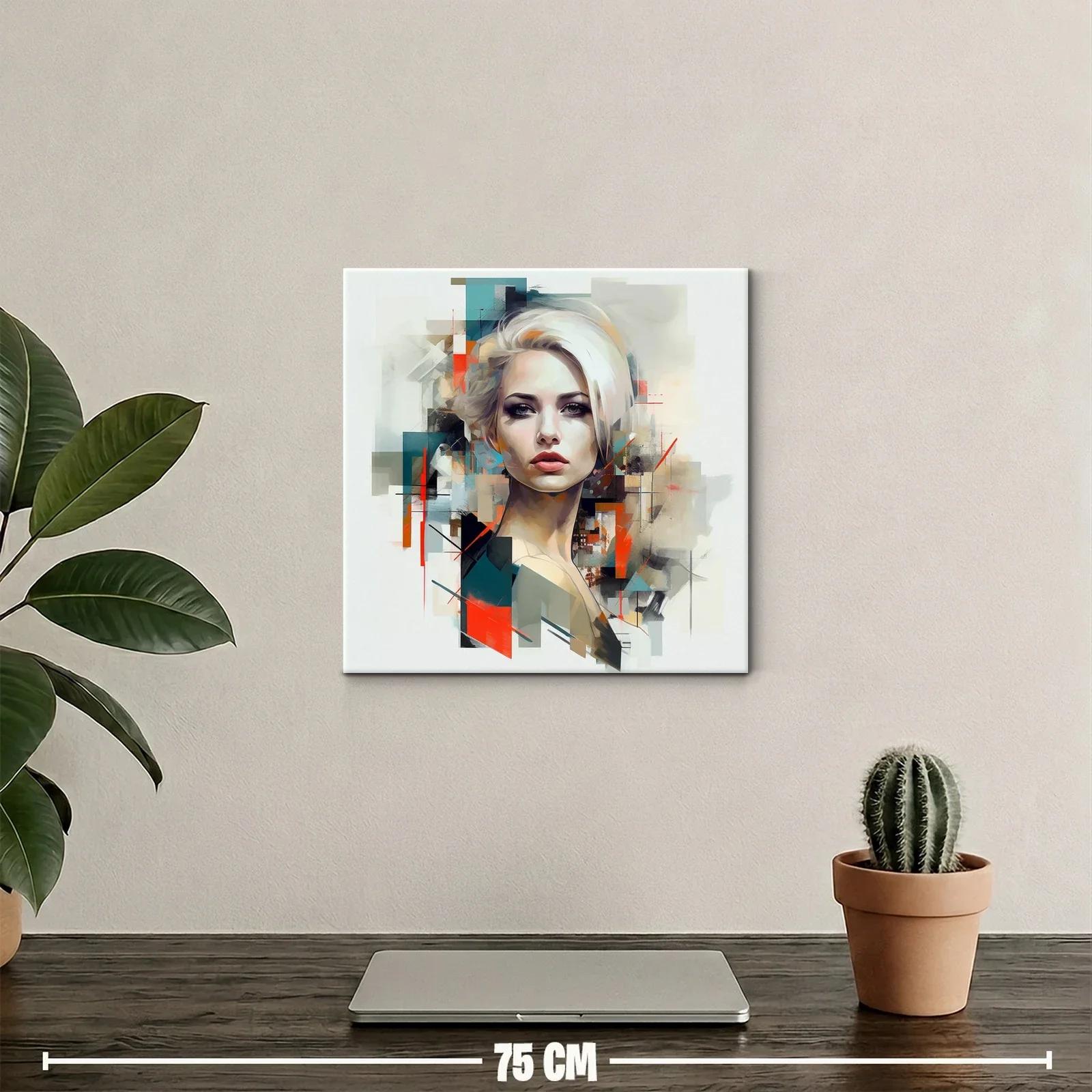Retrato contemporáneo de mujer con toques abstractos vibrantes — miniatura 2