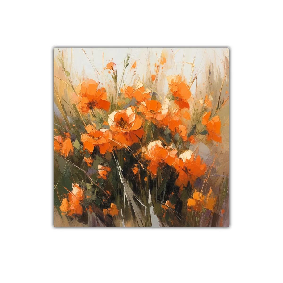 Cuadro con vibrantes flores naranjas para decoración natural — imagen principal