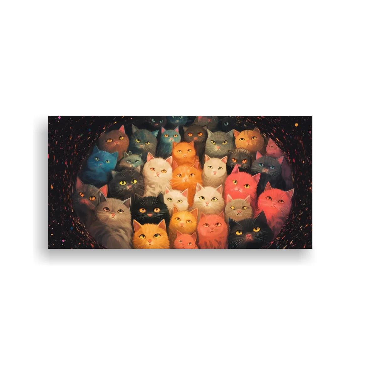 Cuadro grupo de gatos con ojos brillantes