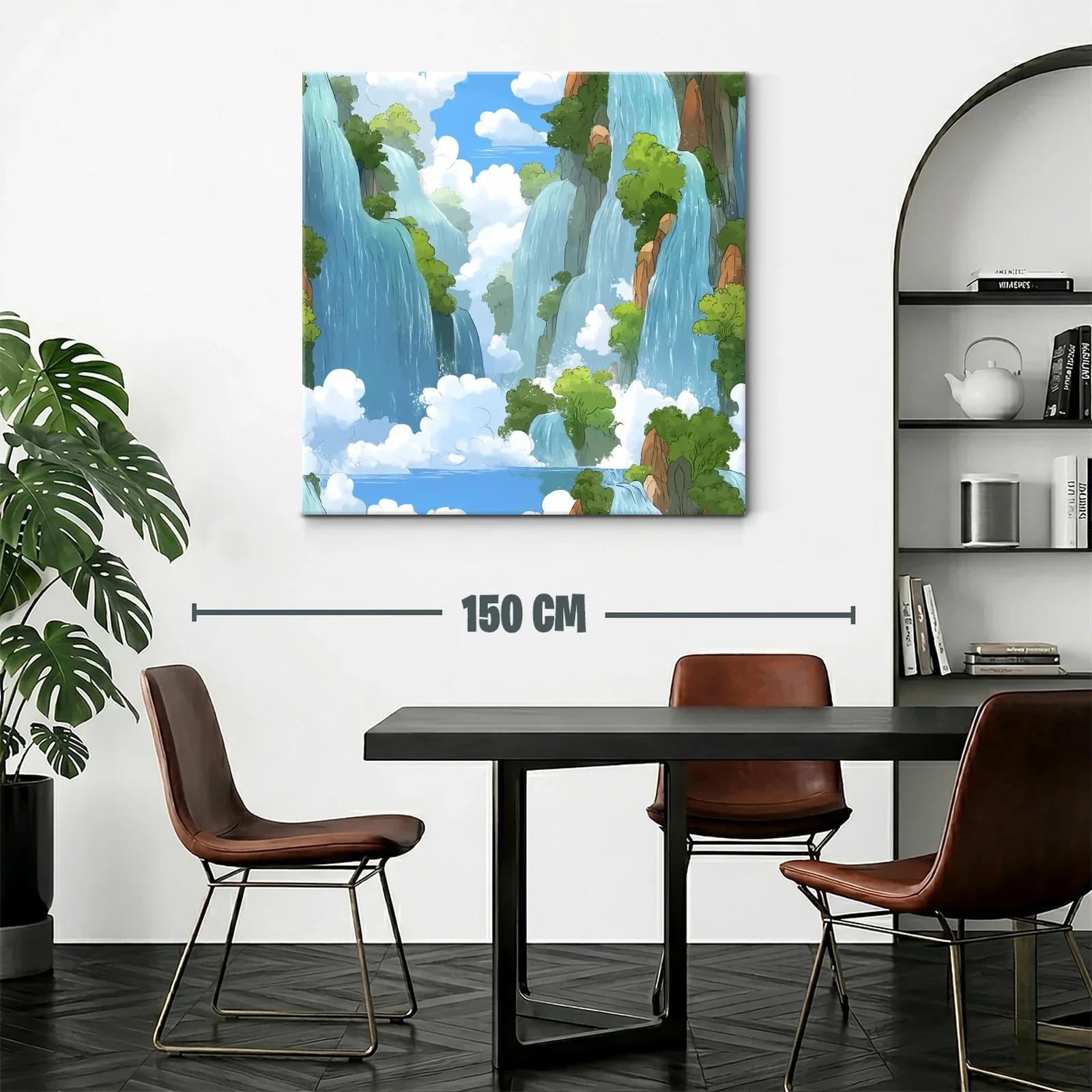 Paisaje de cascadas entre nubes y vegetación frondosa — miniatura 2