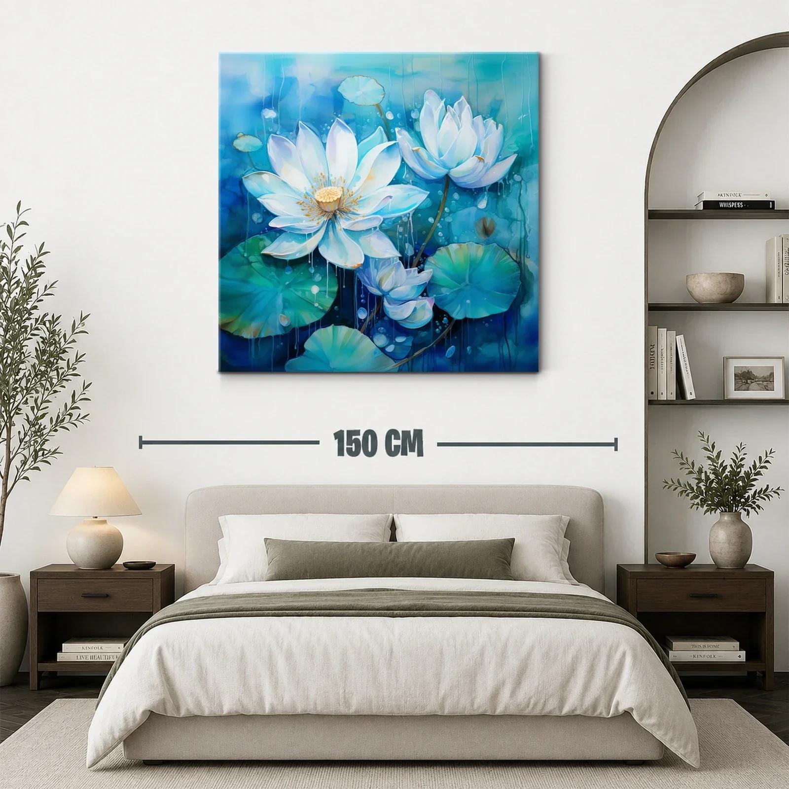 Elegancia de flores blancas sobre fondo azul profundo — miniatura 3