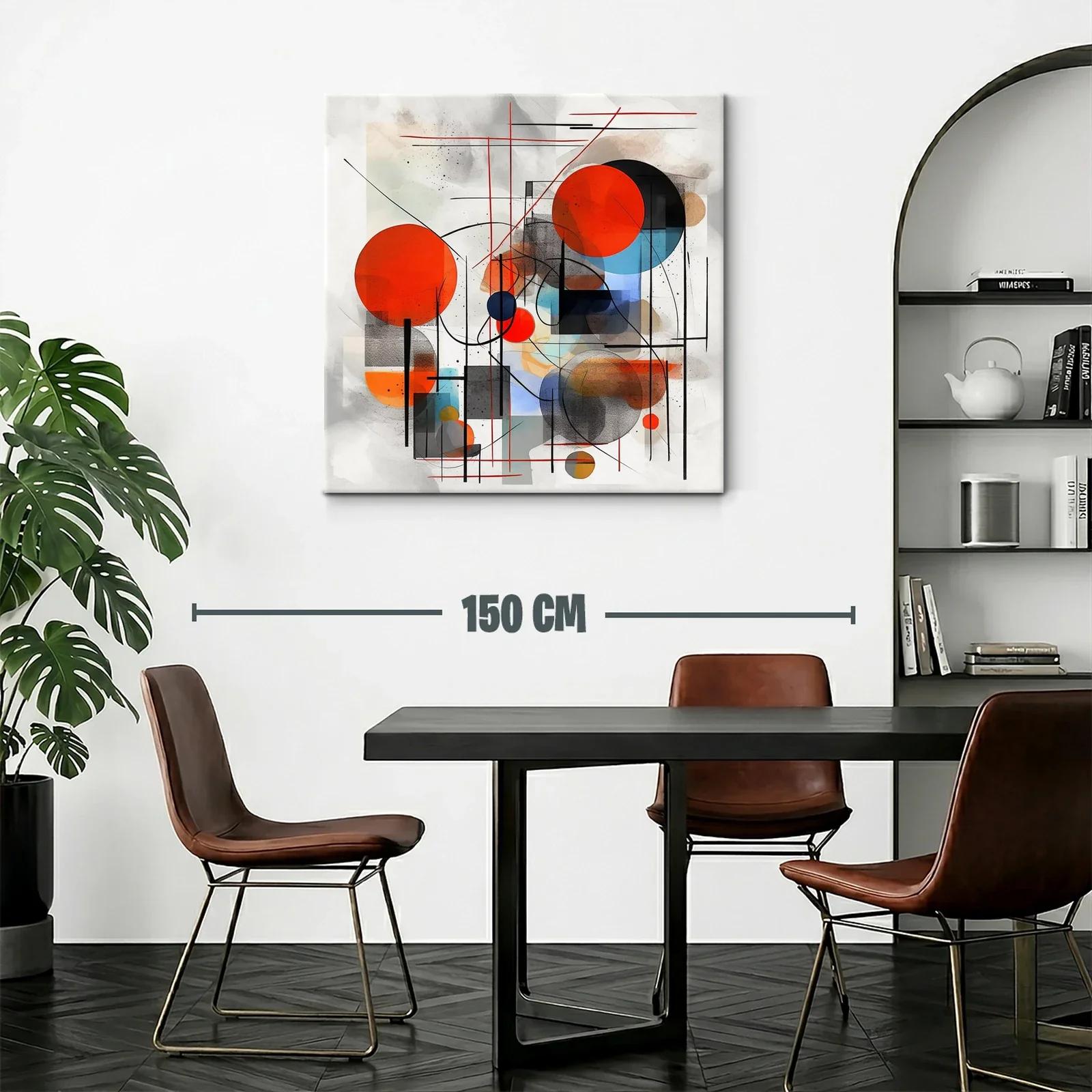 Composición abstracta con círculos en tonos vibrantes y líneas — miniatura 2