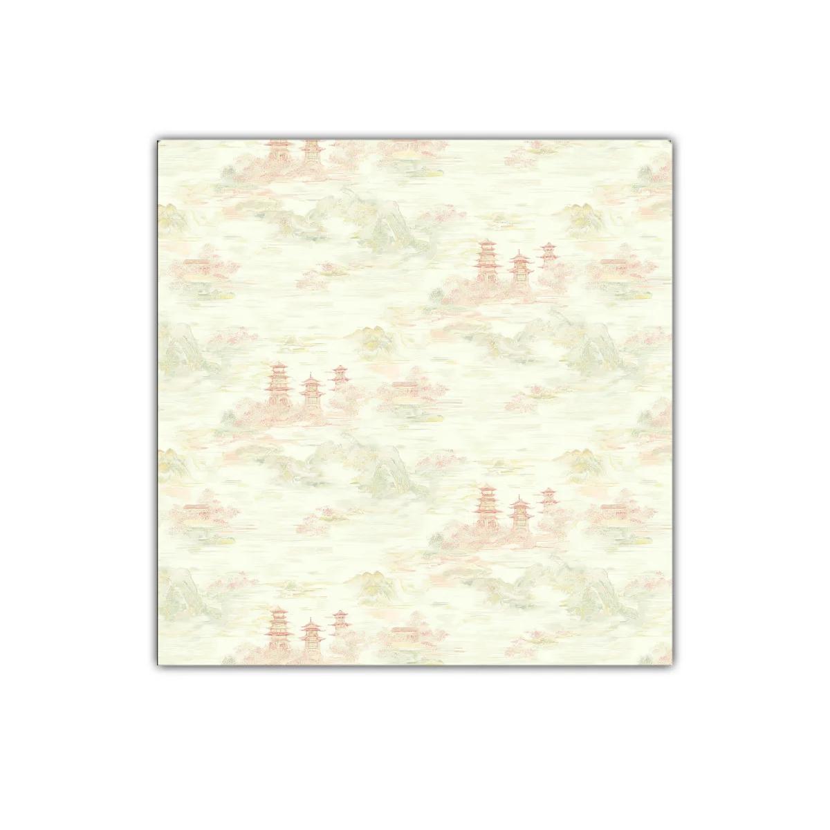 Cuadro decorativo con paisaje asiático en tonos suaves