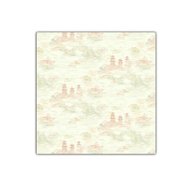 Cuadro decorativo con paisaje asiático en tonos suaves