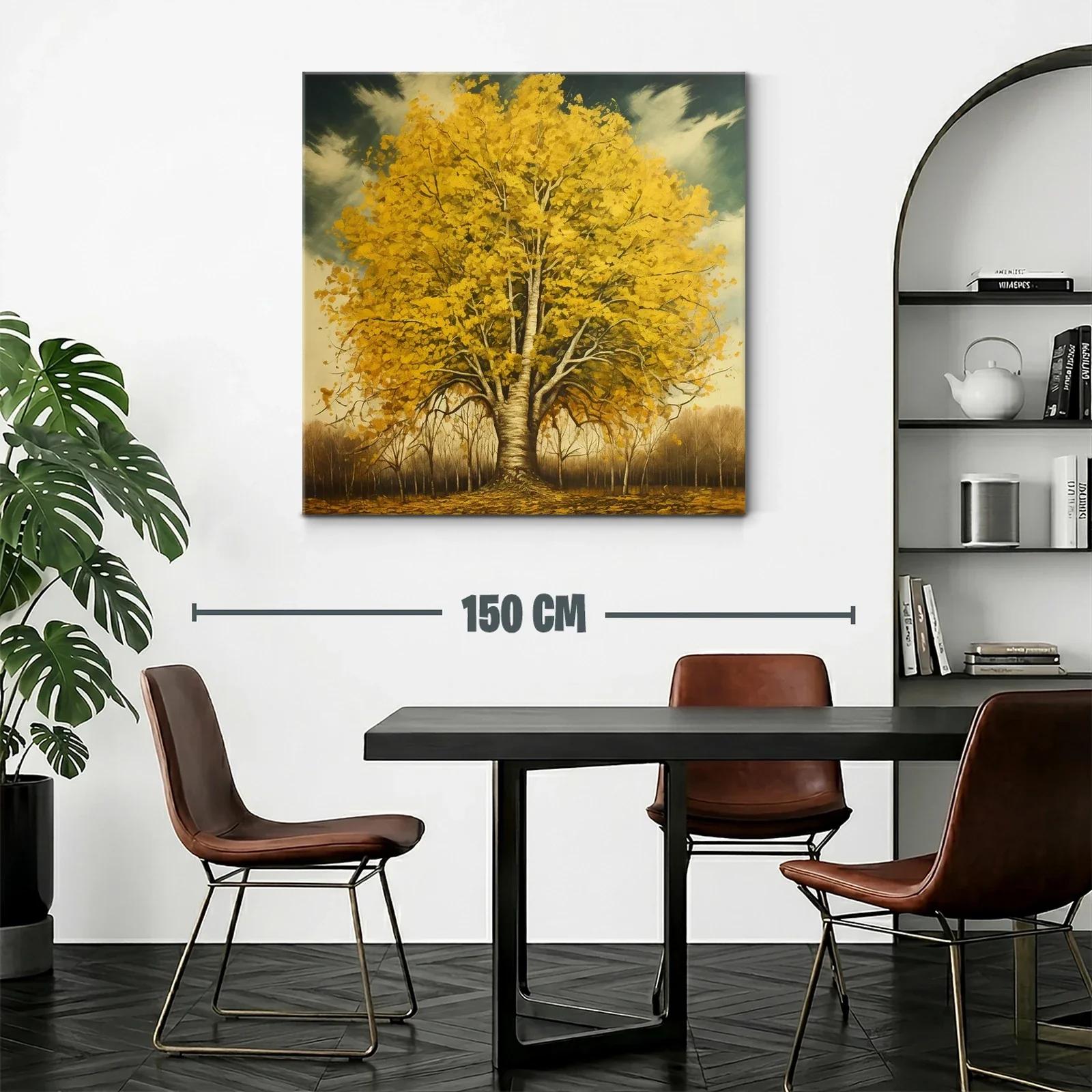 Majestuoso árbol dorado en paisaje otoñal sereno — miniatura 2