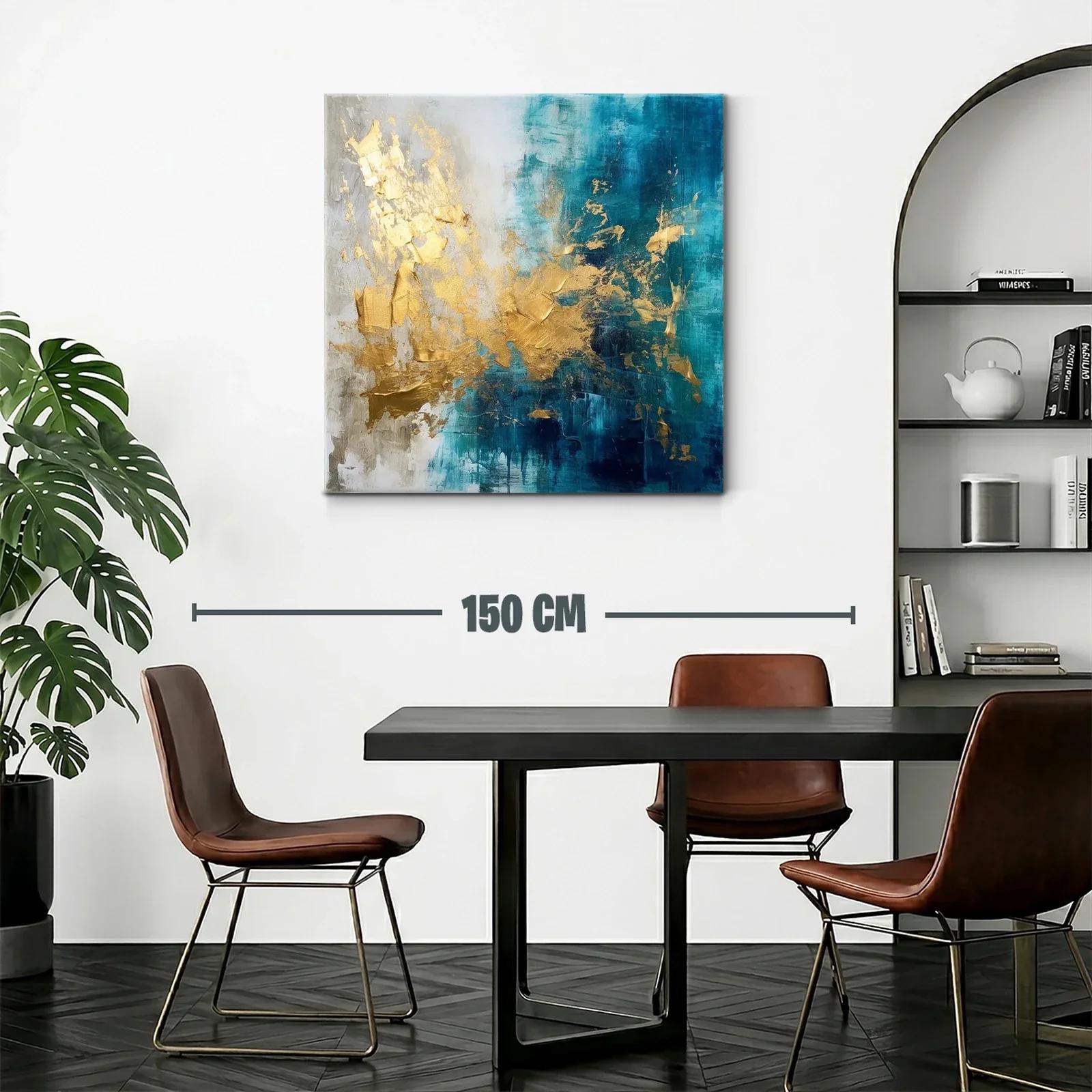 Composición abstracta en tonos azul y dorado elegante — miniatura 2