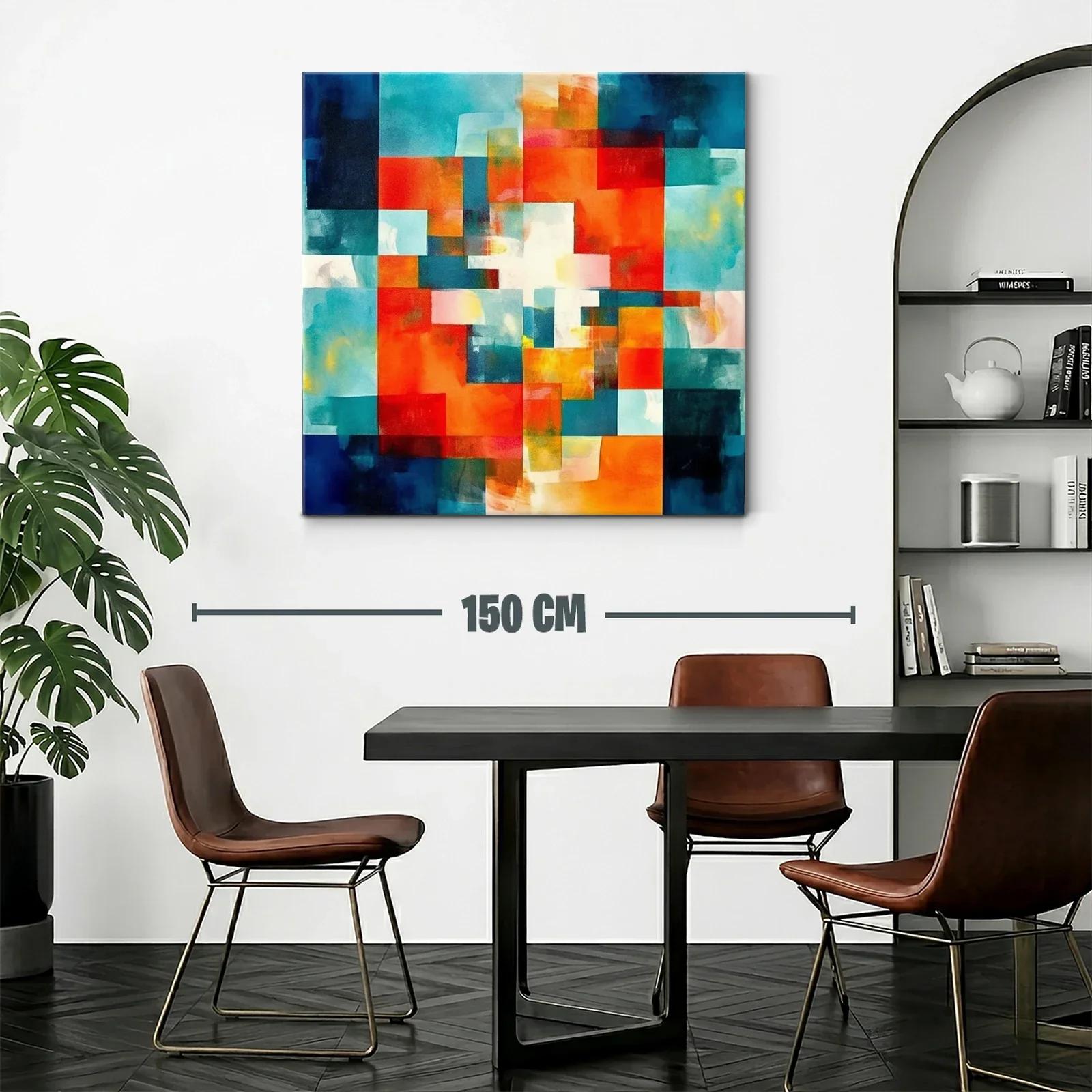 Cuadro abstracto con bloques vibrantes y tonos cálidos — miniatura 2