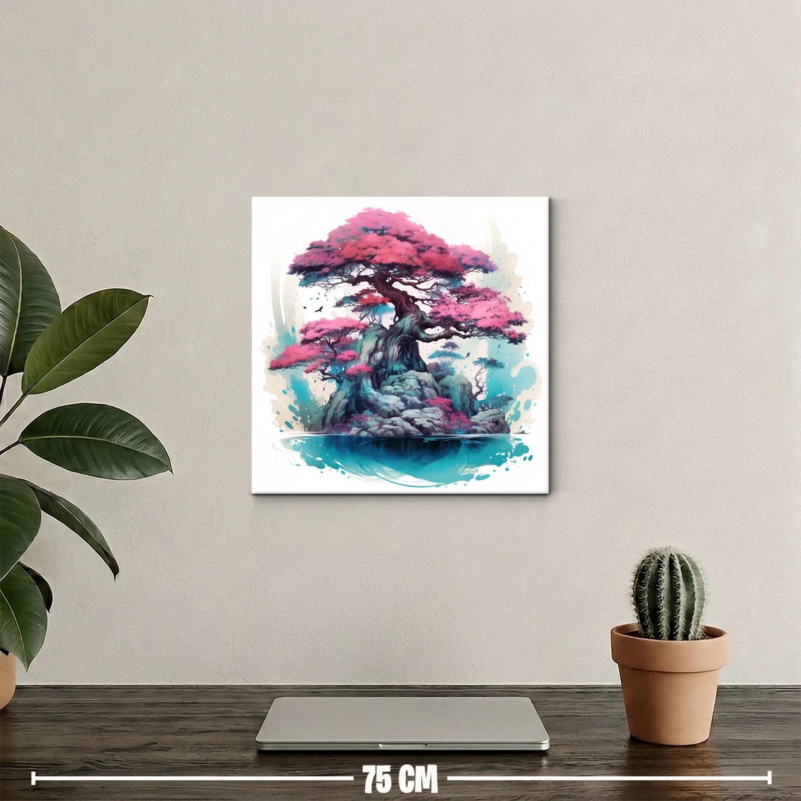 Árbol de Bonsái en Isla con Tonos Rosados y Azules — miniatura 2