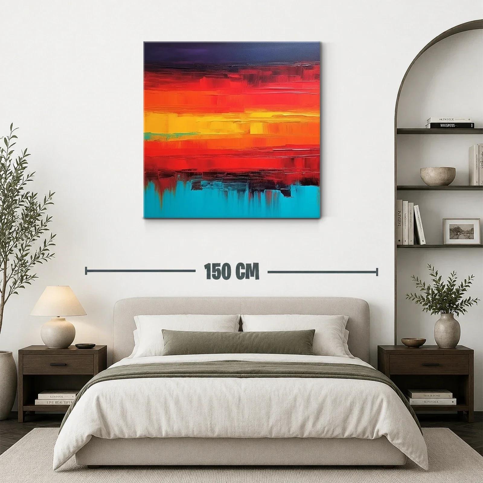 Cuadro abstracto con vibrantes tonos cálidos y fríos — miniatura 3