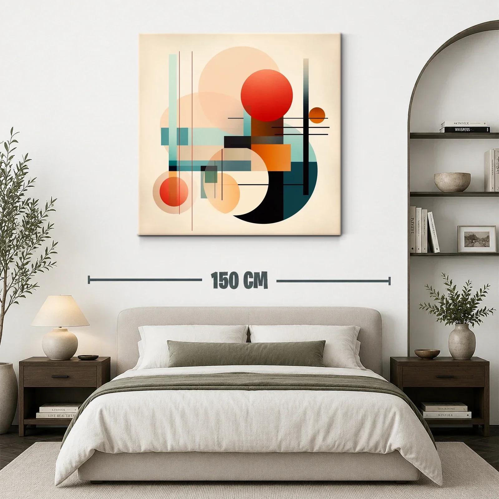 Cuadro abstracto con formas geométricas y paleta cálida — miniatura 3