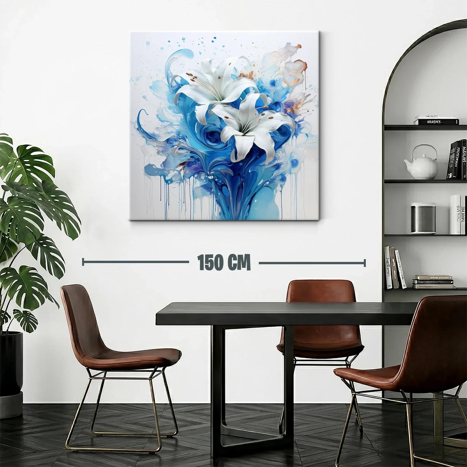Elegancia floral en tonos azules y blanco puro — miniatura 2