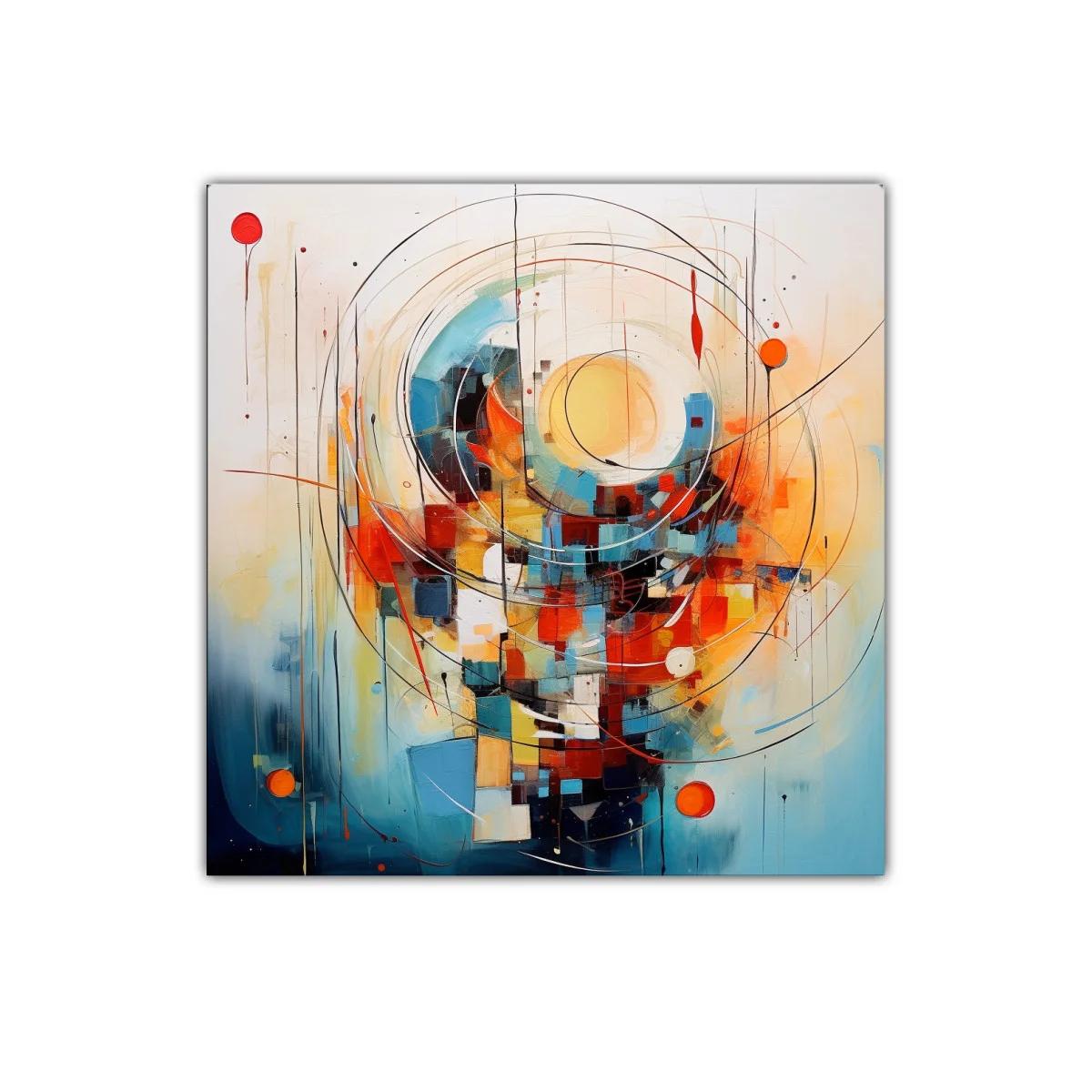 Composición abstracta con círculos y formas cuadradas vibrantes — imagen principal