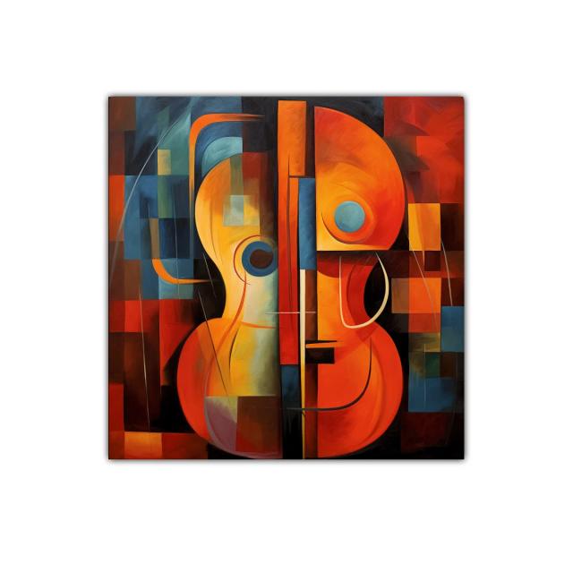 Cuadro abstracto con formas geométricas y tonos cálidos