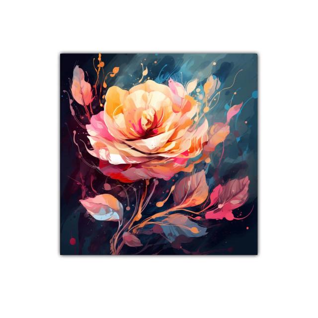 Impacto floral en tonos cálidos y suaves en fondo oscuro