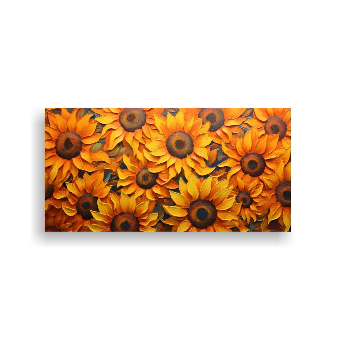 Cuadro girasoles formando un patrón floral denso de borde a borde