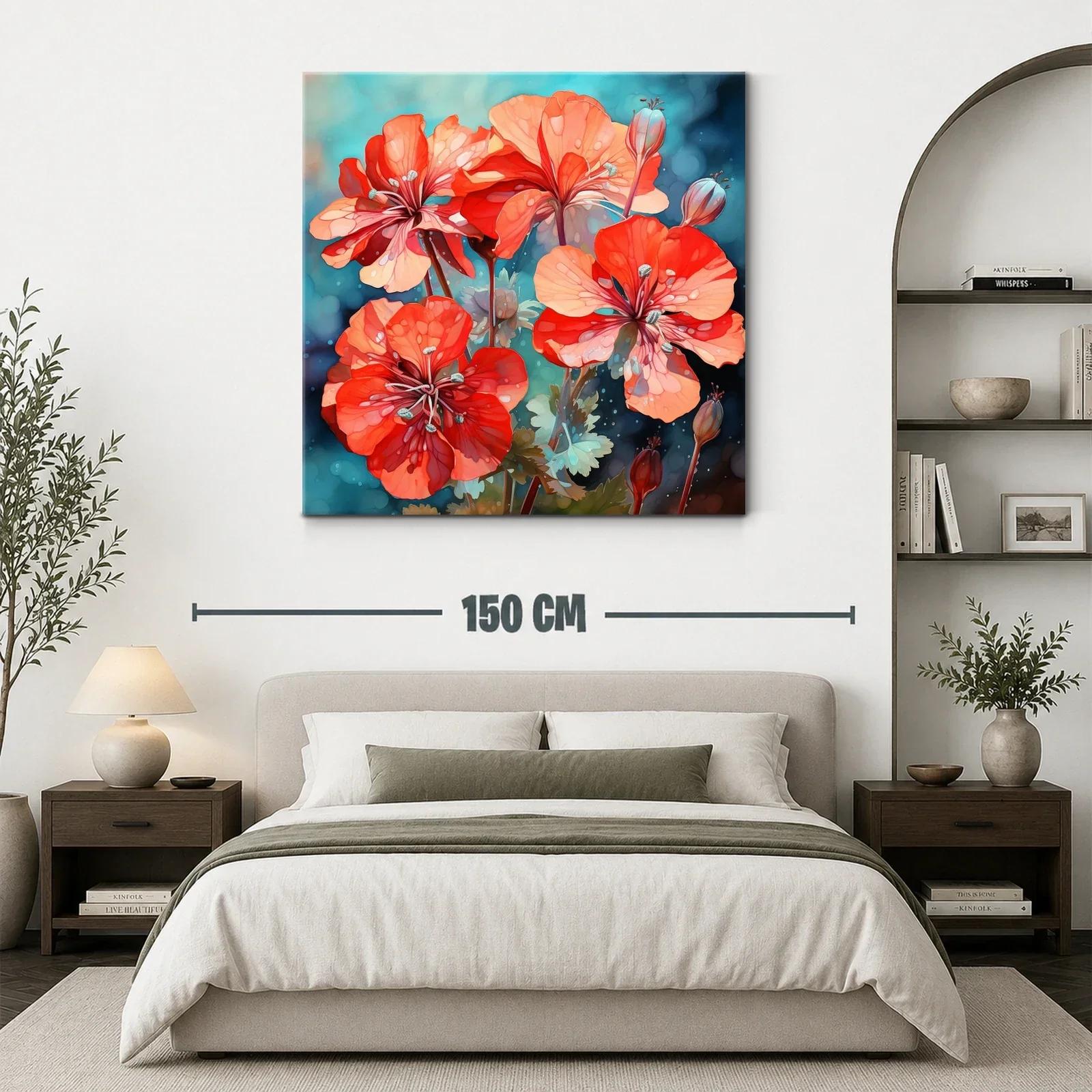 Flores rojas vibrantes sobre fondo azul turquesa — miniatura 3