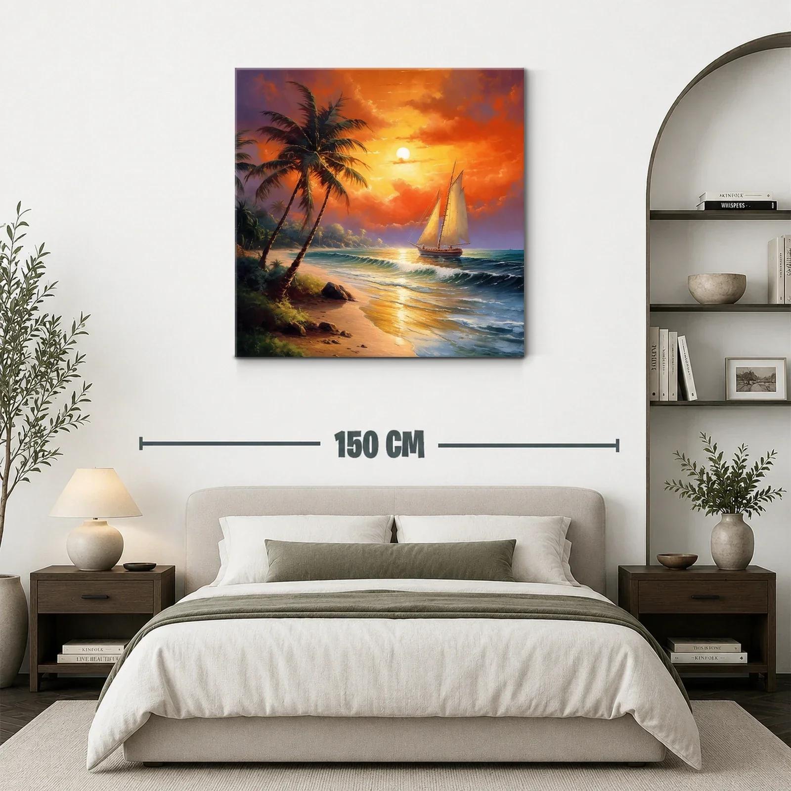Atardecer tropical con velero navegando en el mar — miniatura 3