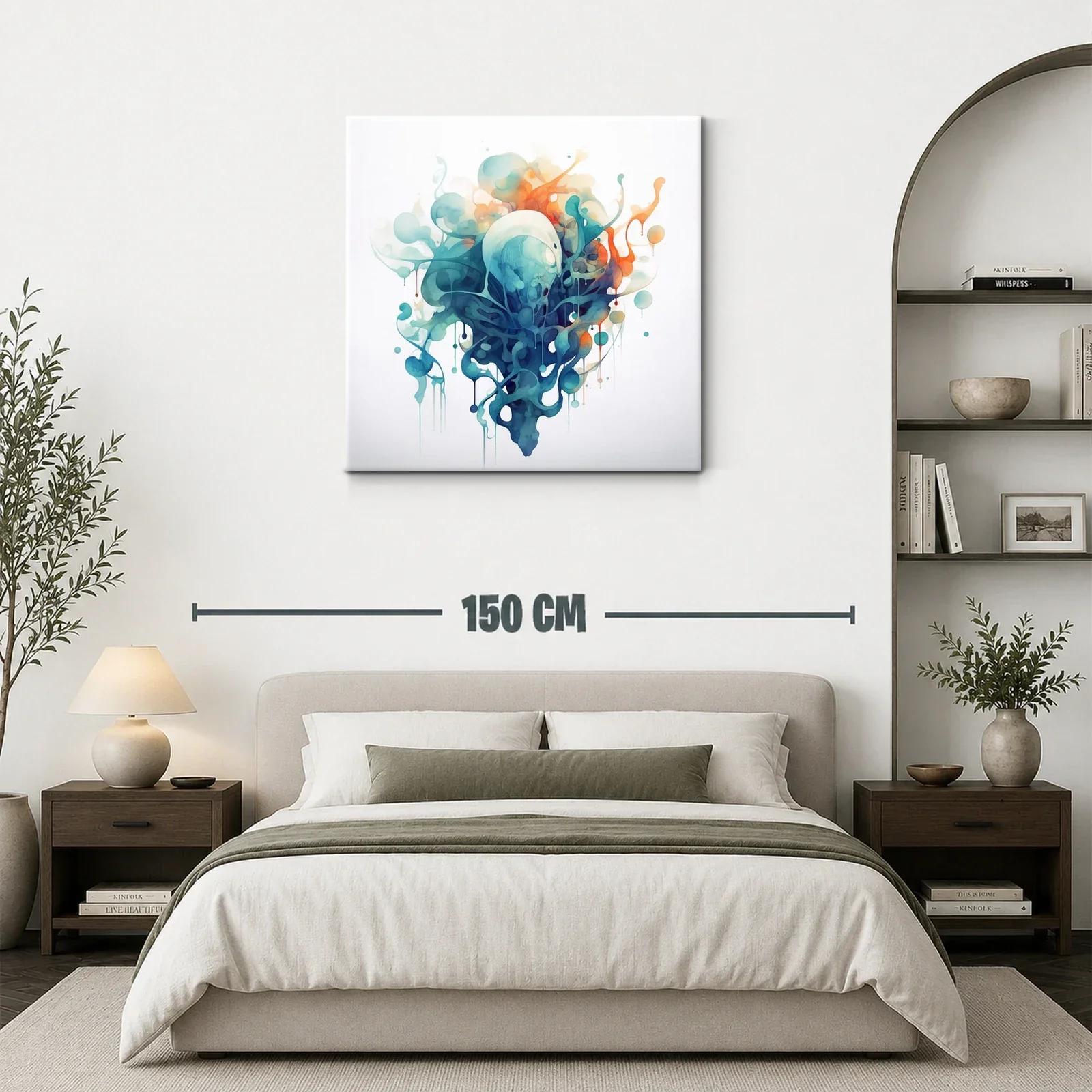 Composición abstracta con formas fluidas y tonos cálidos y fríos — miniatura 3