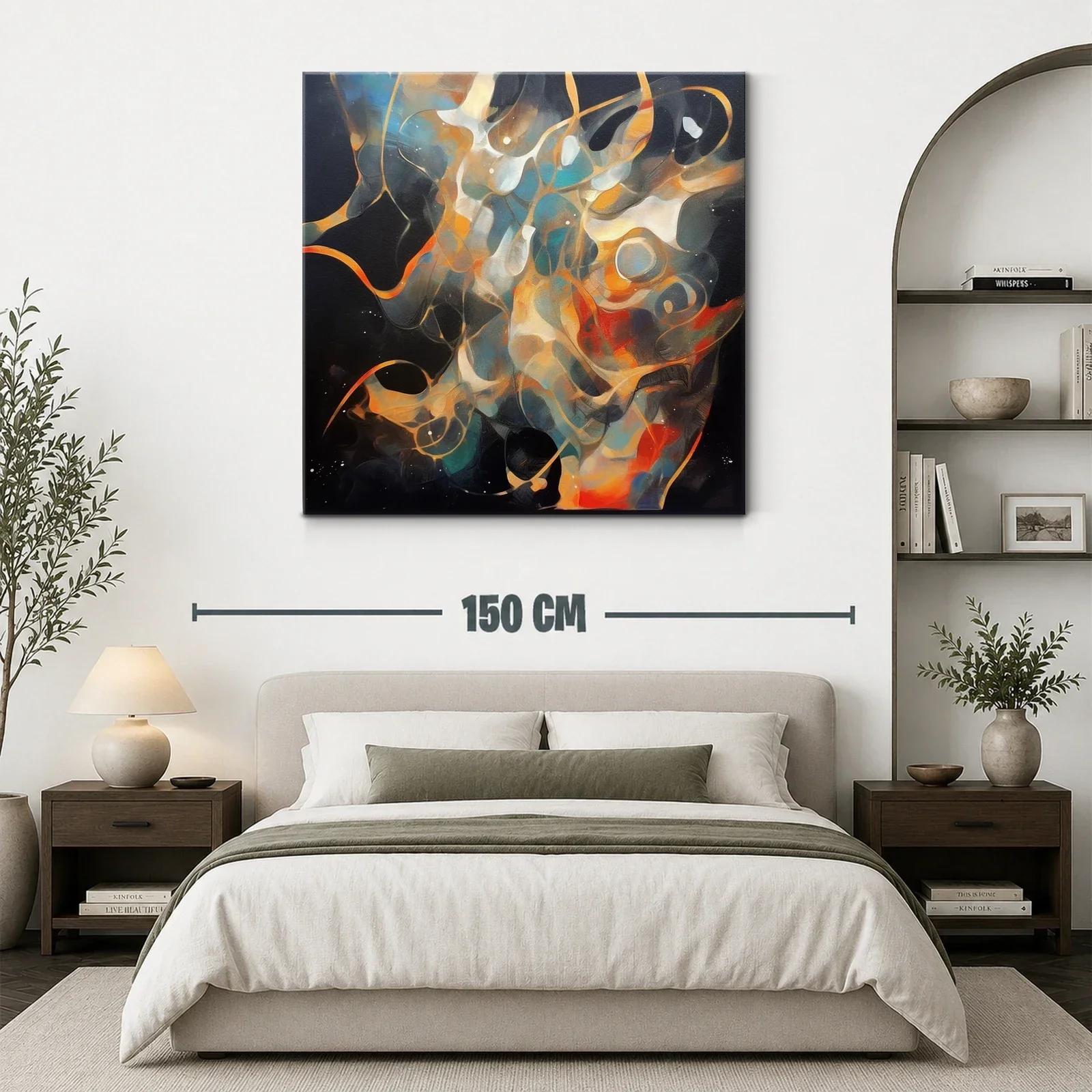 Cuadro abstracto con formas fluidas y tonos vibrantes — miniatura 3