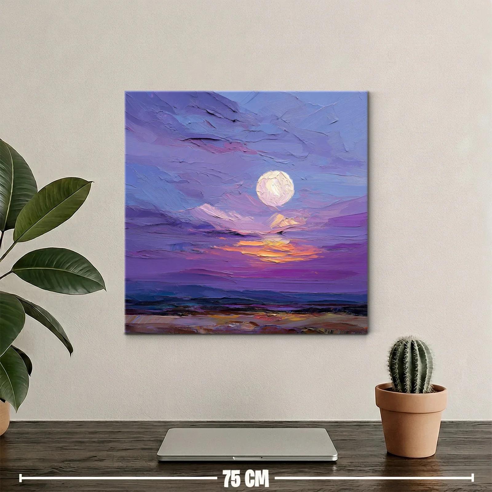 Cielo Nocturno con Luna y Atardecer en Tonos Morados — miniatura 2