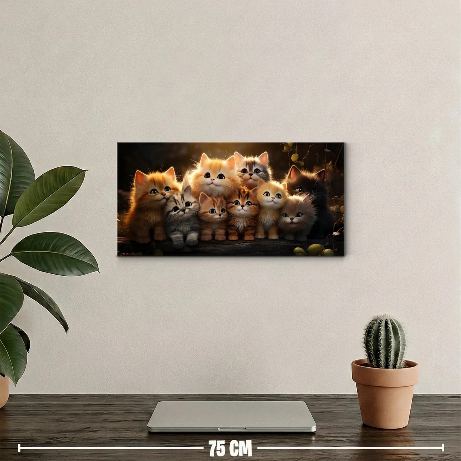 Cuadro grupo de gatitos con luz cálida — miniatura 2