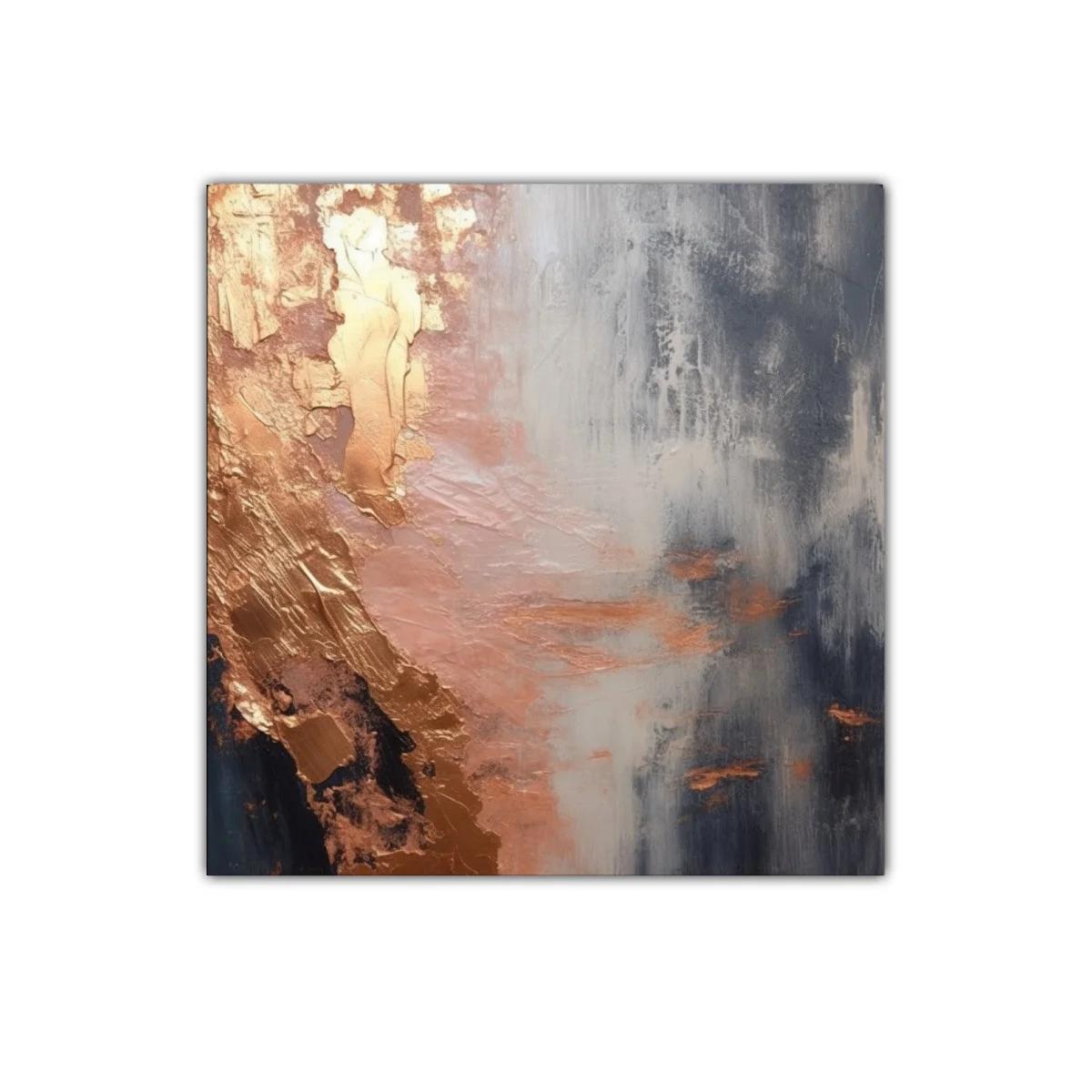 Cuadro abstracto con tonos dorados y grises para decoración moderna — imagen principal