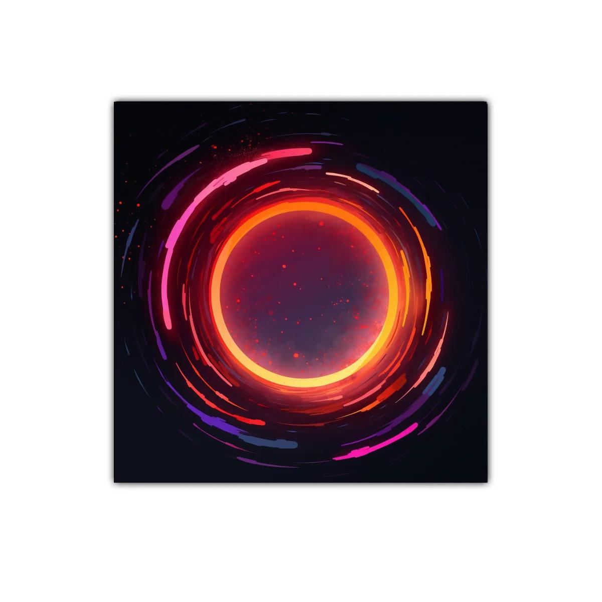 Cuadro abstracto con espiral cromática vibrante y energética
