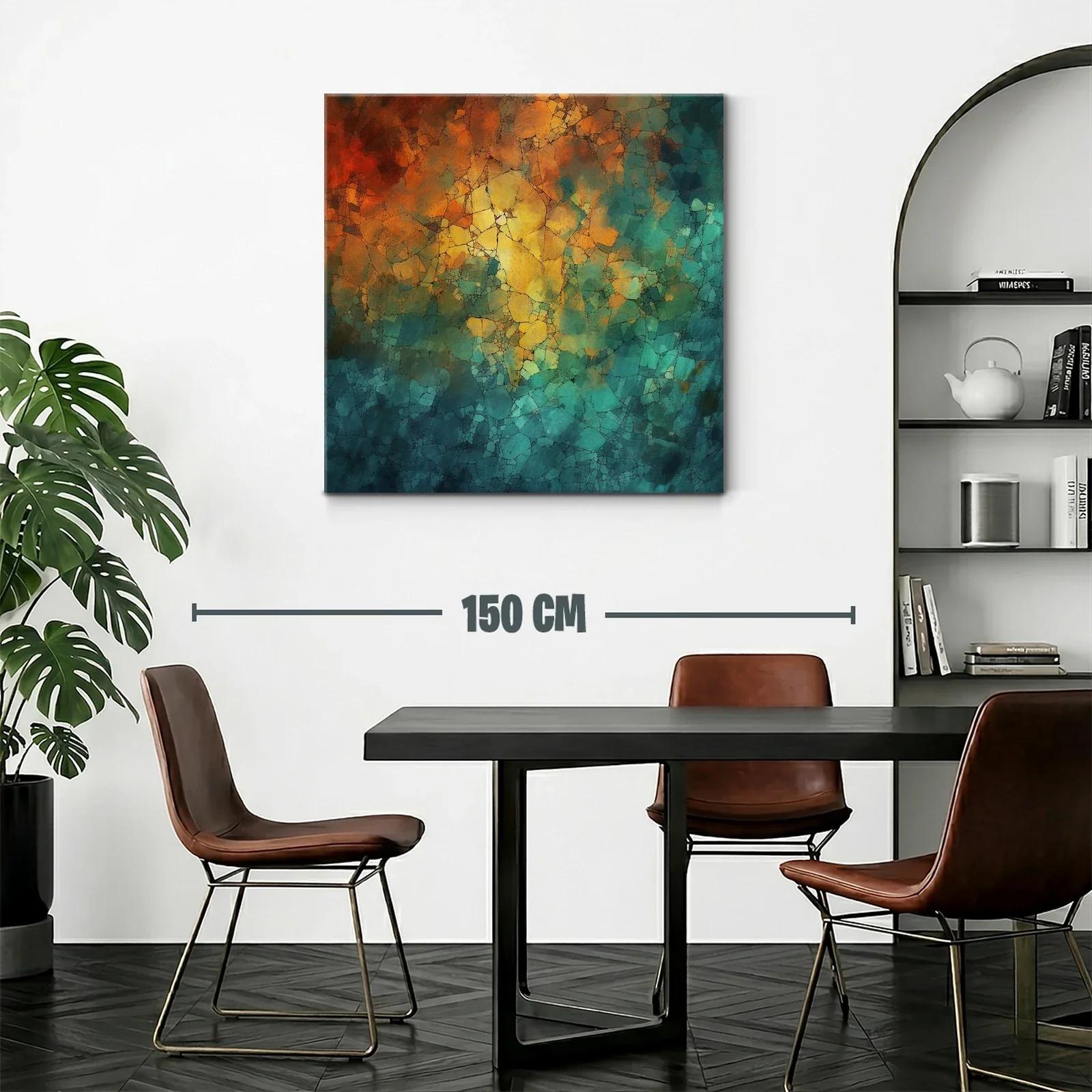 Cuadro abstracto con tonos cálidos y fríos entrelazados — miniatura 2