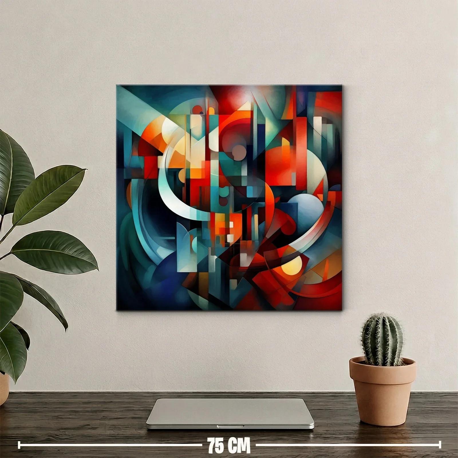 Composición abstracta en tonos cálidos y fríos equilibrados — miniatura 2