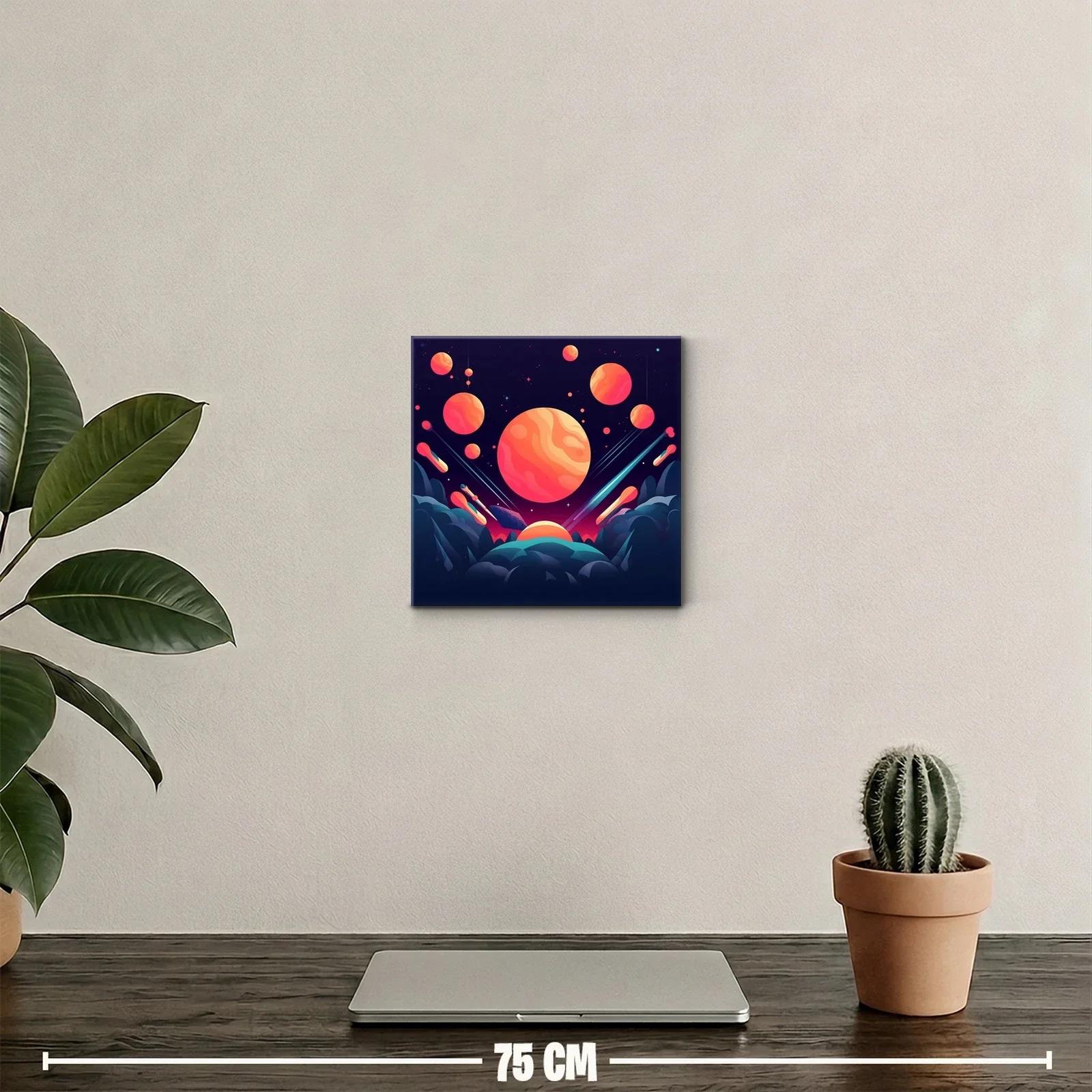 Cuadro abstracto con planetas y cielo estrellado vibrante — miniatura 2