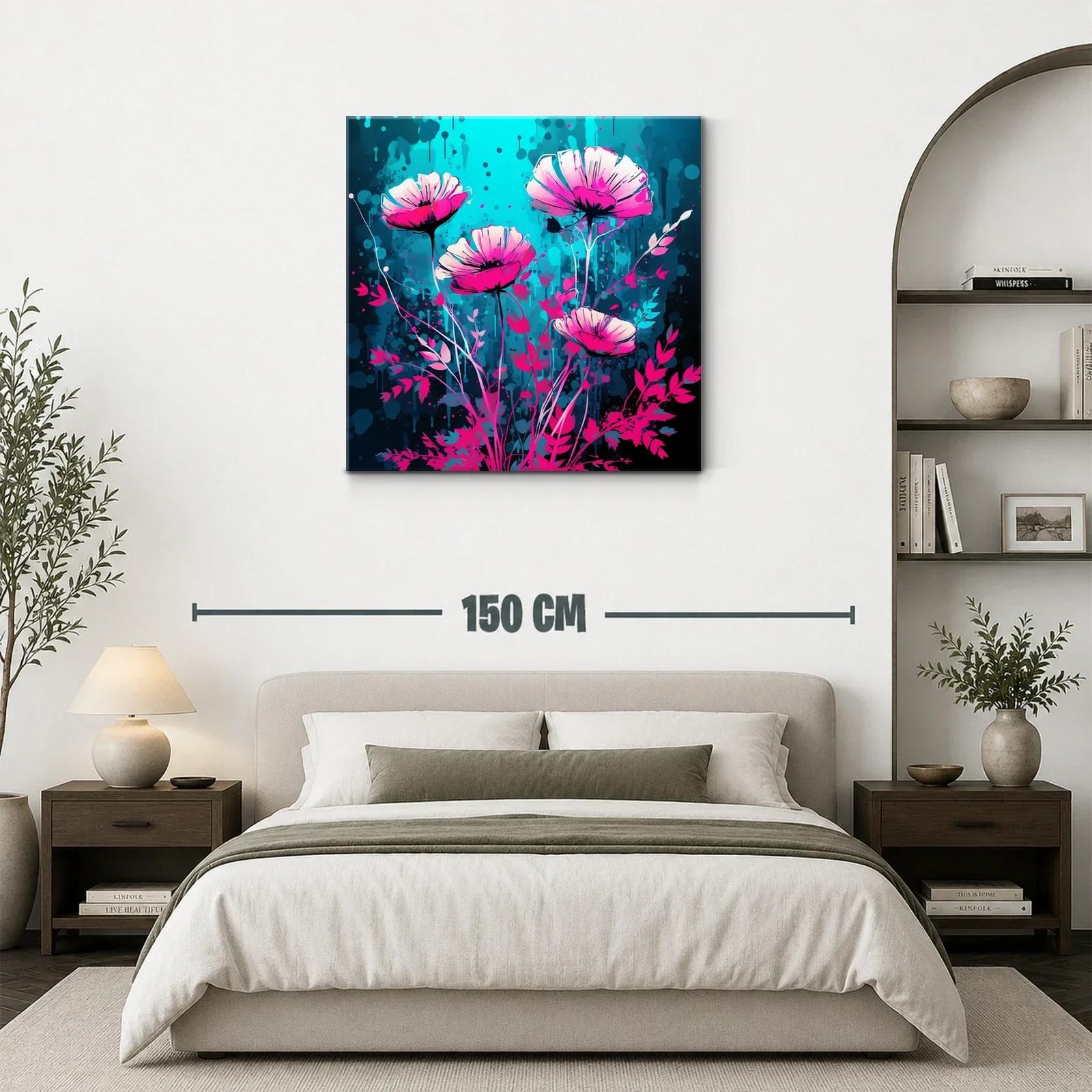 Flores vibrantes en contraste turquesa y magenta — miniatura 3