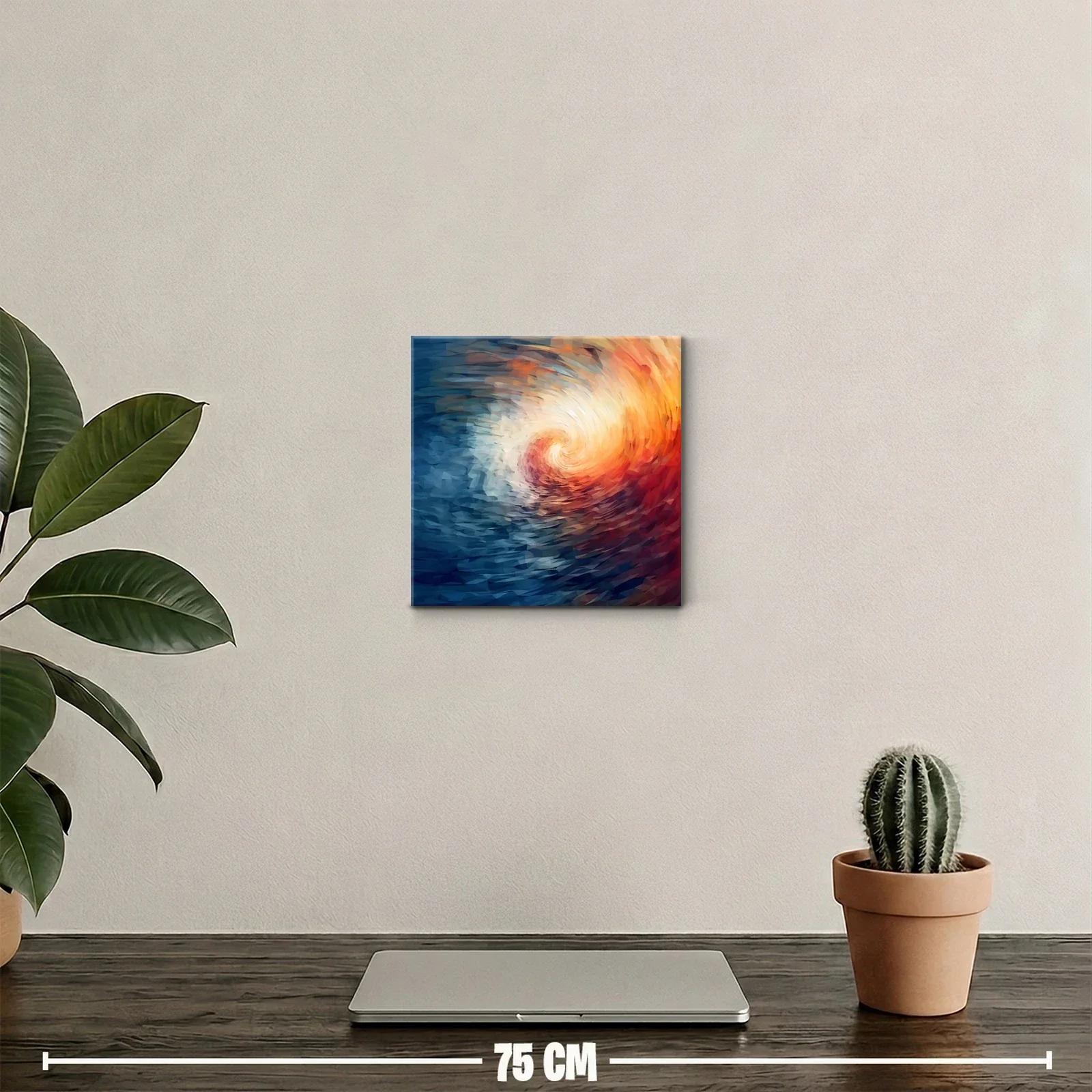 Cuadro abstracto espiral con colores cálidos y fríos — miniatura 2