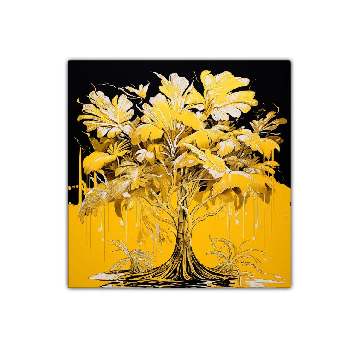 Árbol dorado con hojas exuberantes y fondo vibrante — imagen principal