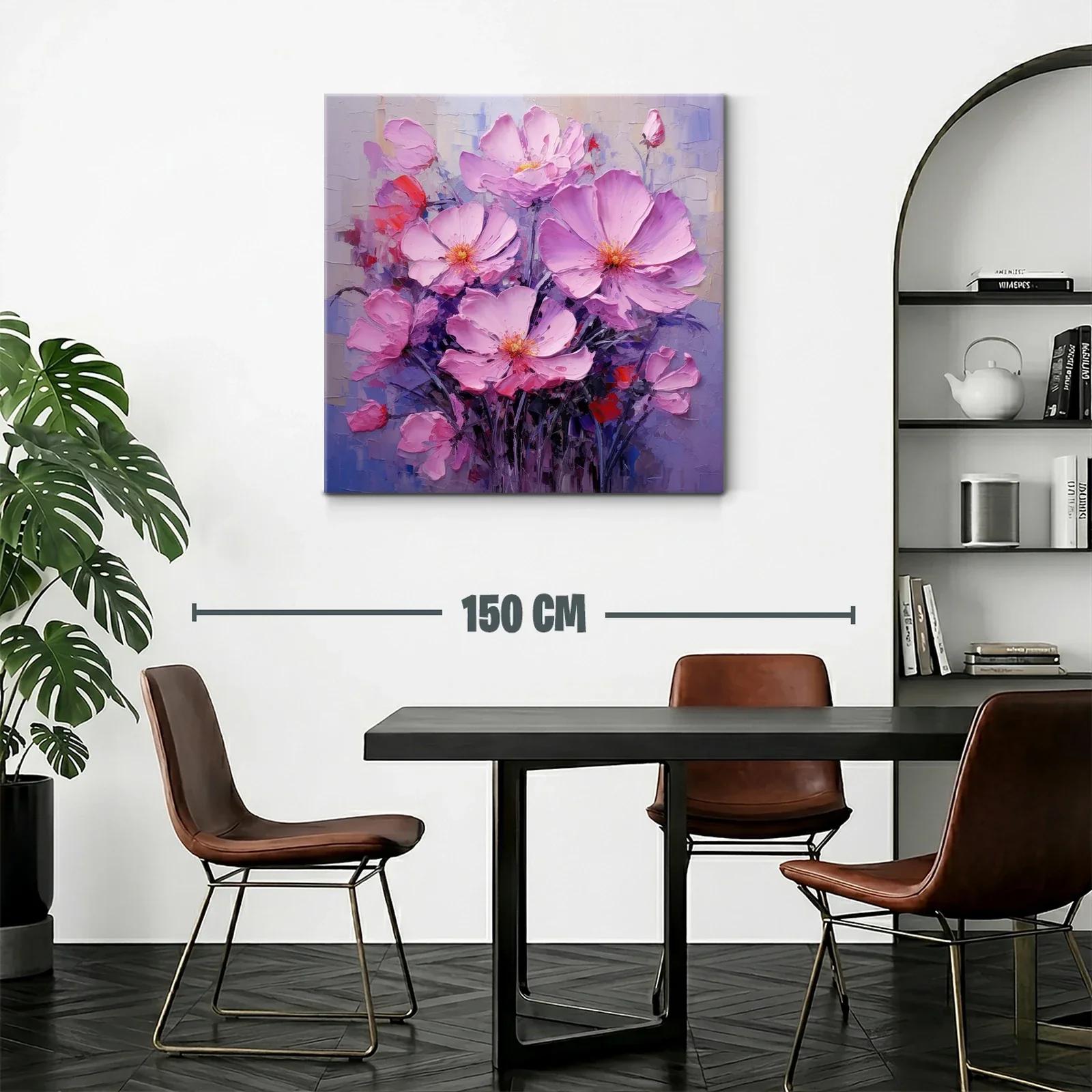 Cuadro moderno con ramo de flores en tonos rosas y lilas — miniatura 2