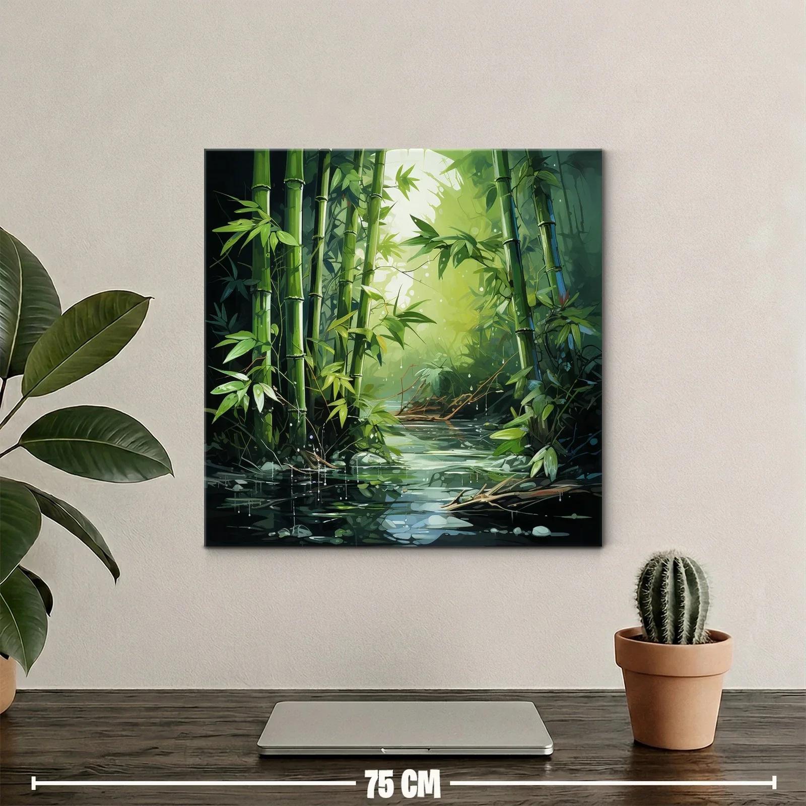 Serenidad en bosque de bambú con reflejos de agua — miniatura 2
