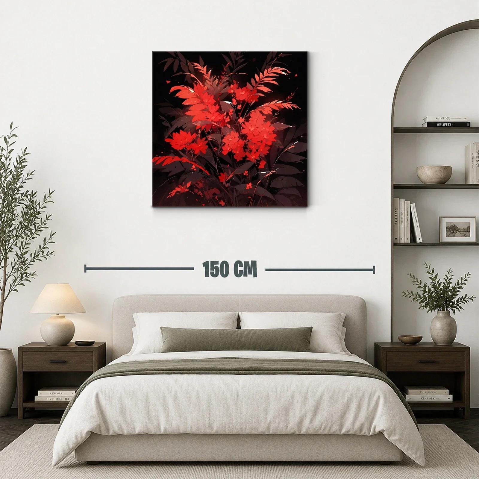 Ramo vibrante con flores rojas sobre fondo oscuro — miniatura 3