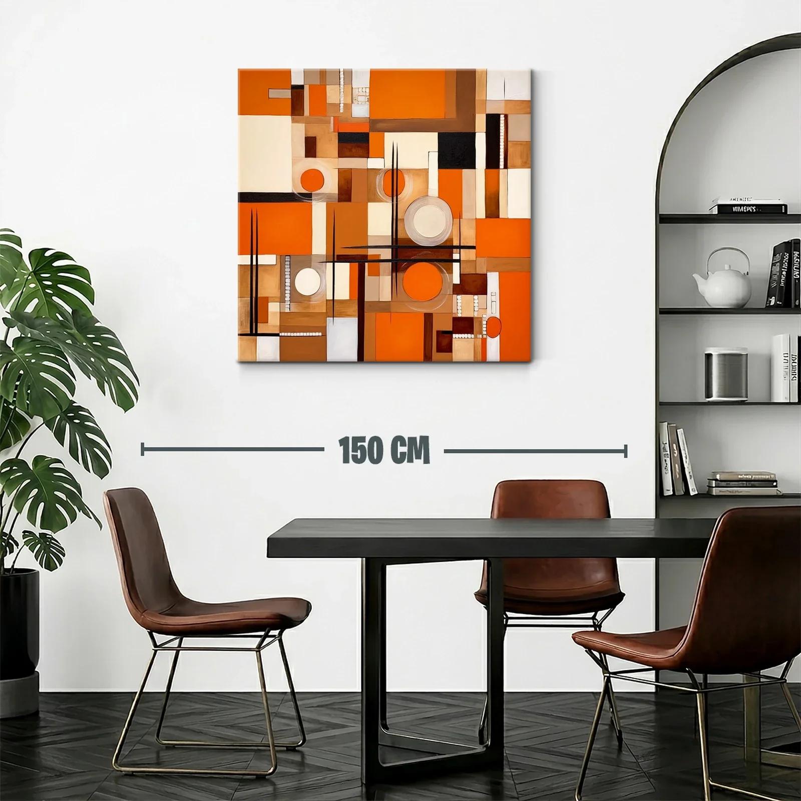 Cuadro abstracto con formas geométricas y tonos cálidos — miniatura 2