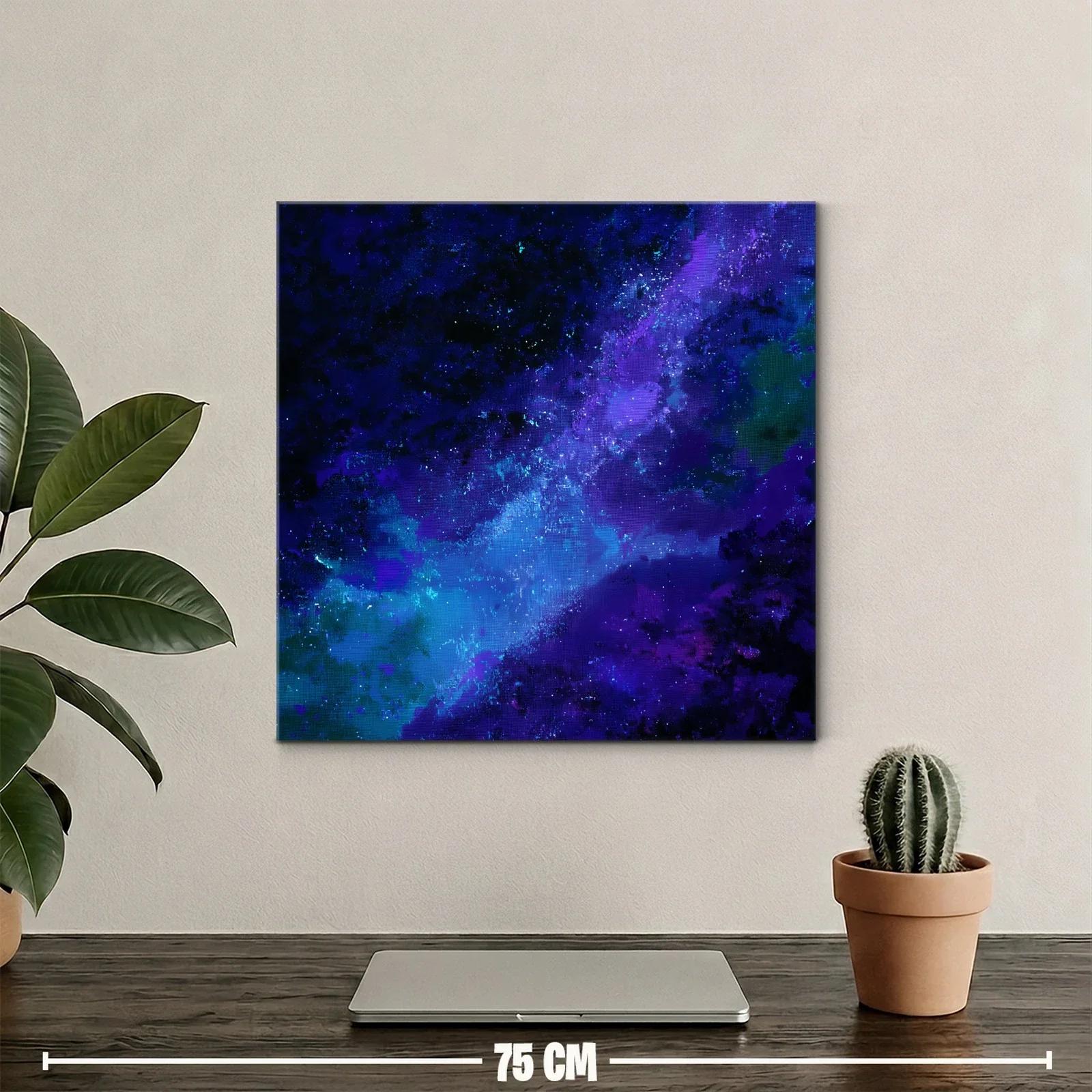 Cuadro abstracto con galaxia en tonos azules y morados — miniatura 2