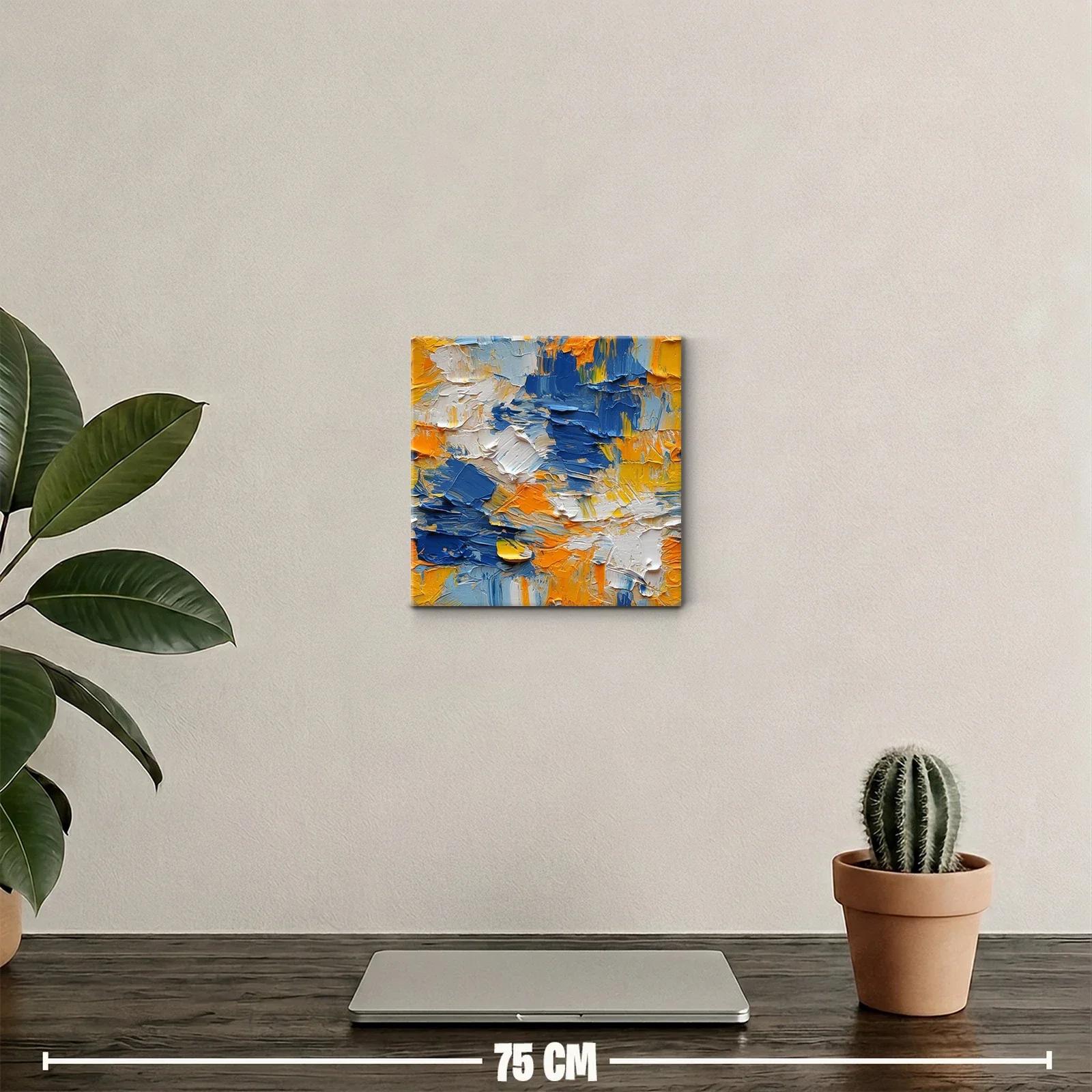 Cuadro abstracto vibrante en tonos azules y naranjas intensos — miniatura 2