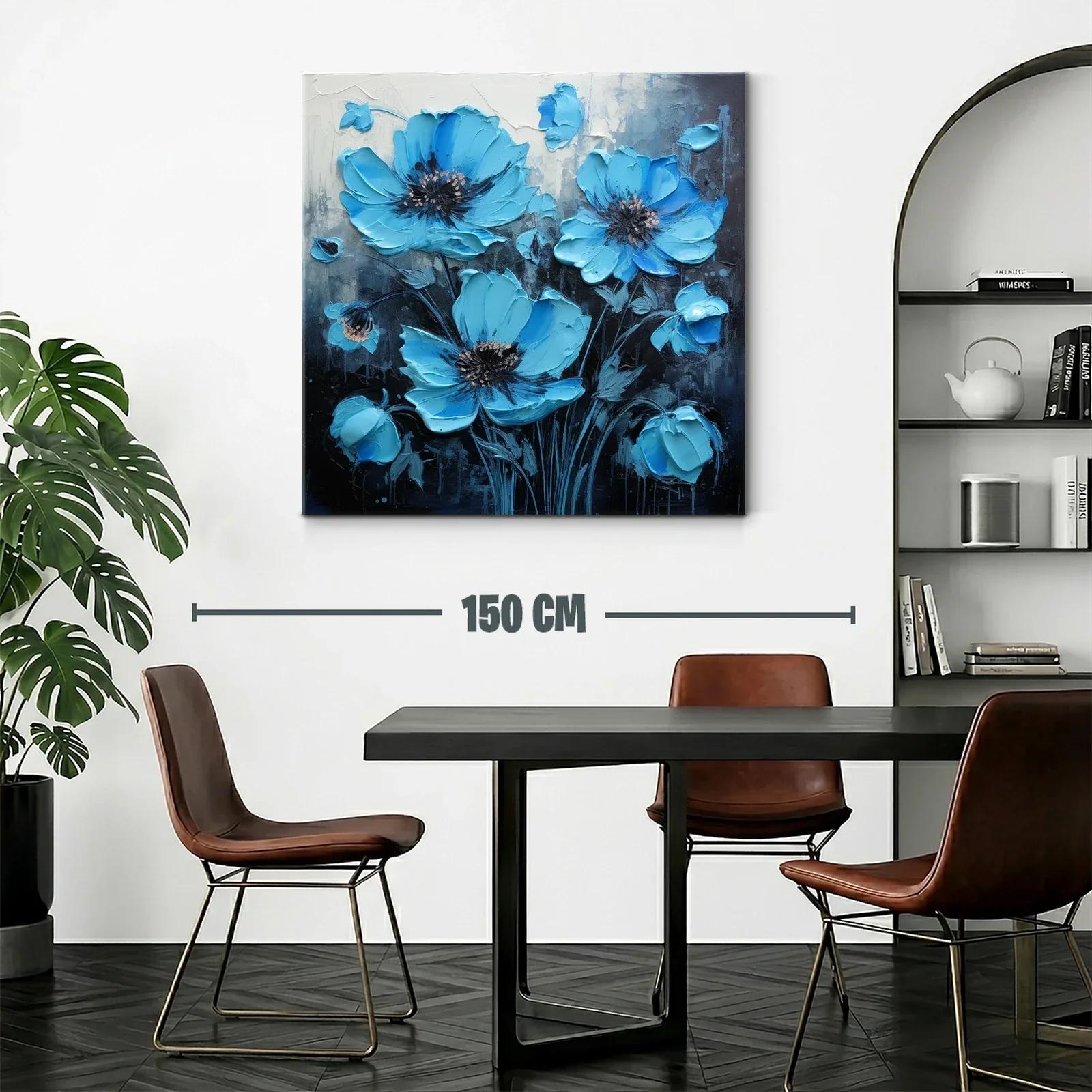Flores azules vibrantes sobre fondo oscuro elegante — miniatura 2