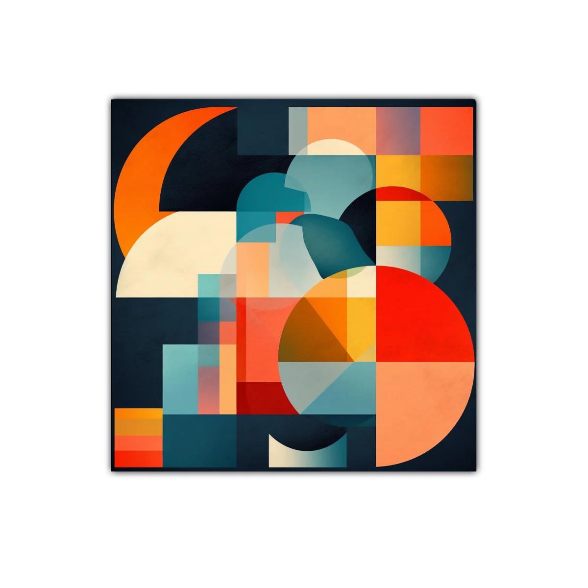 Composición abstracta con formas geométricas y colores vibrantes