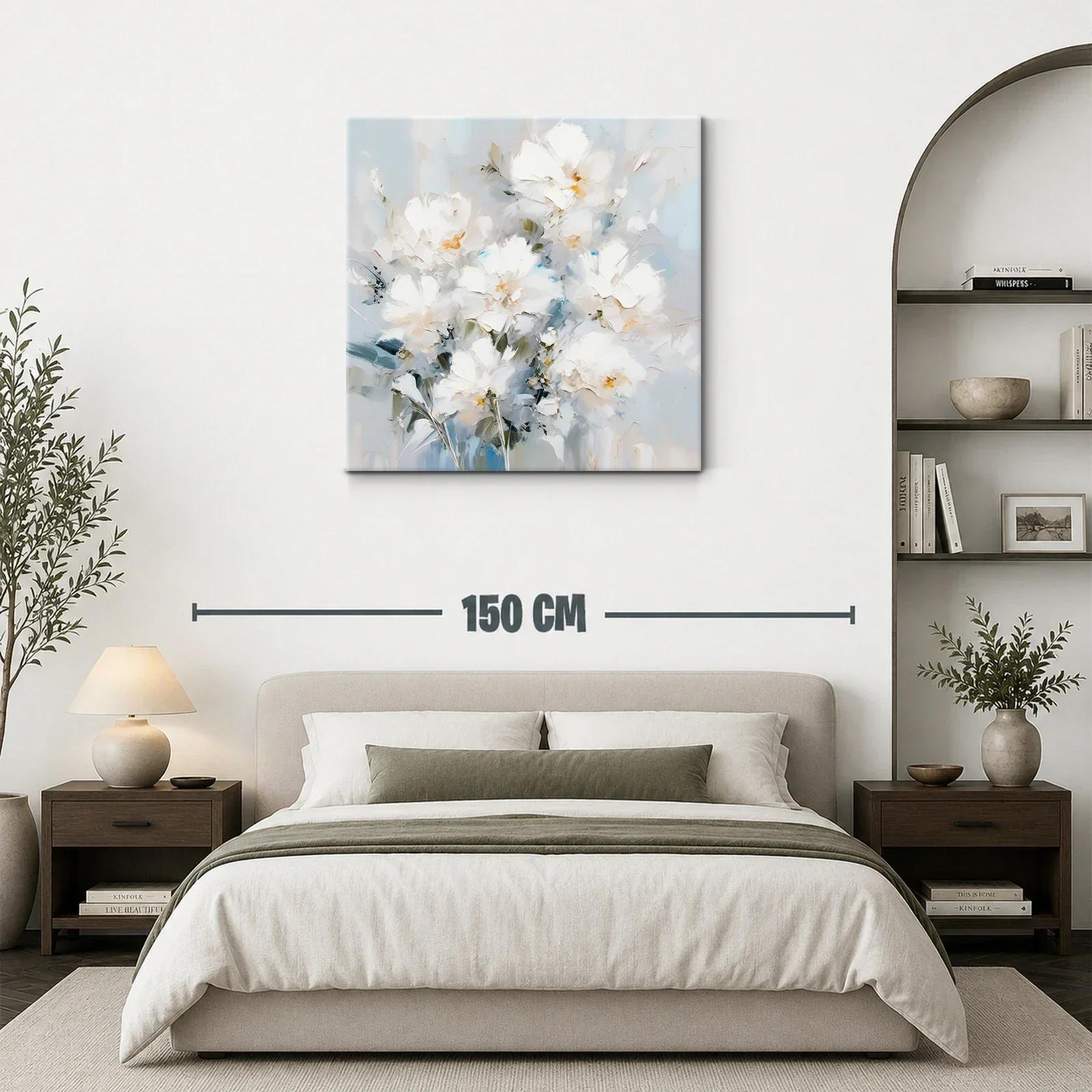 Cuadro floral blanco con toques suaves azules y verdes — miniatura 3