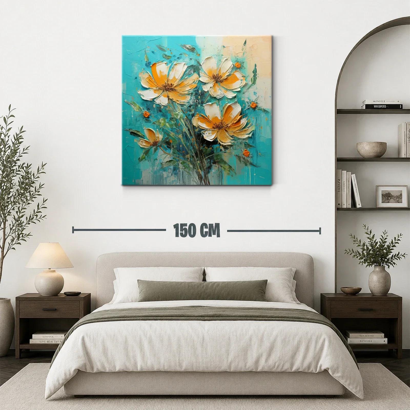 Flores vibrantes con tonalidades naranjas y turquesas — miniatura 3