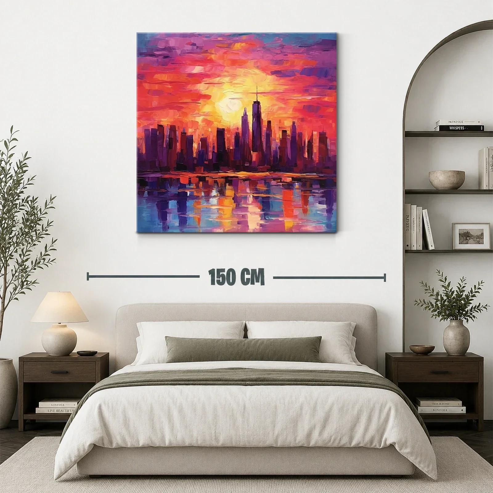 Atardecer vibrante sobre una ciudad moderna y reflejos sorprendentes — miniatura 3
